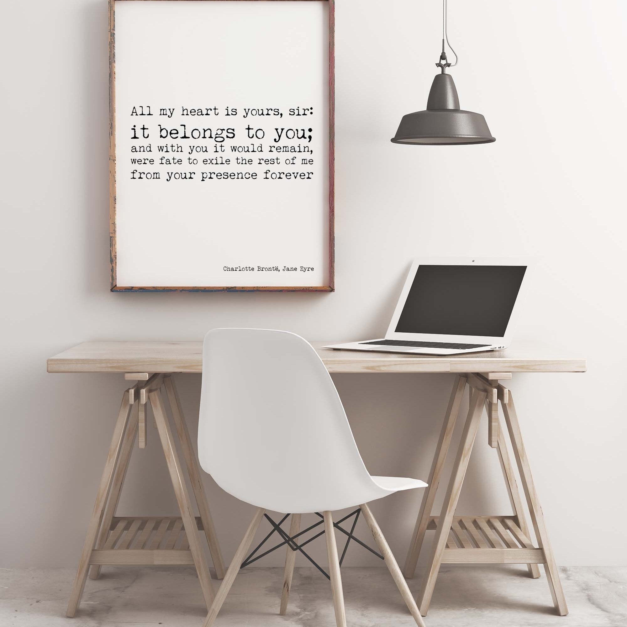 Jane Eyre Love Quote Print – It Belongs to You – Charlotte Brontë Literary Wall Art, Romantic Book Page Style