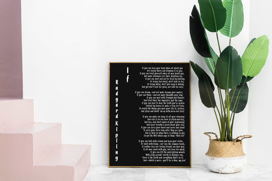 Rudyard Kipling Poem Print – “If” Inspirational Literary Wall Art, Classic Typewriter Style