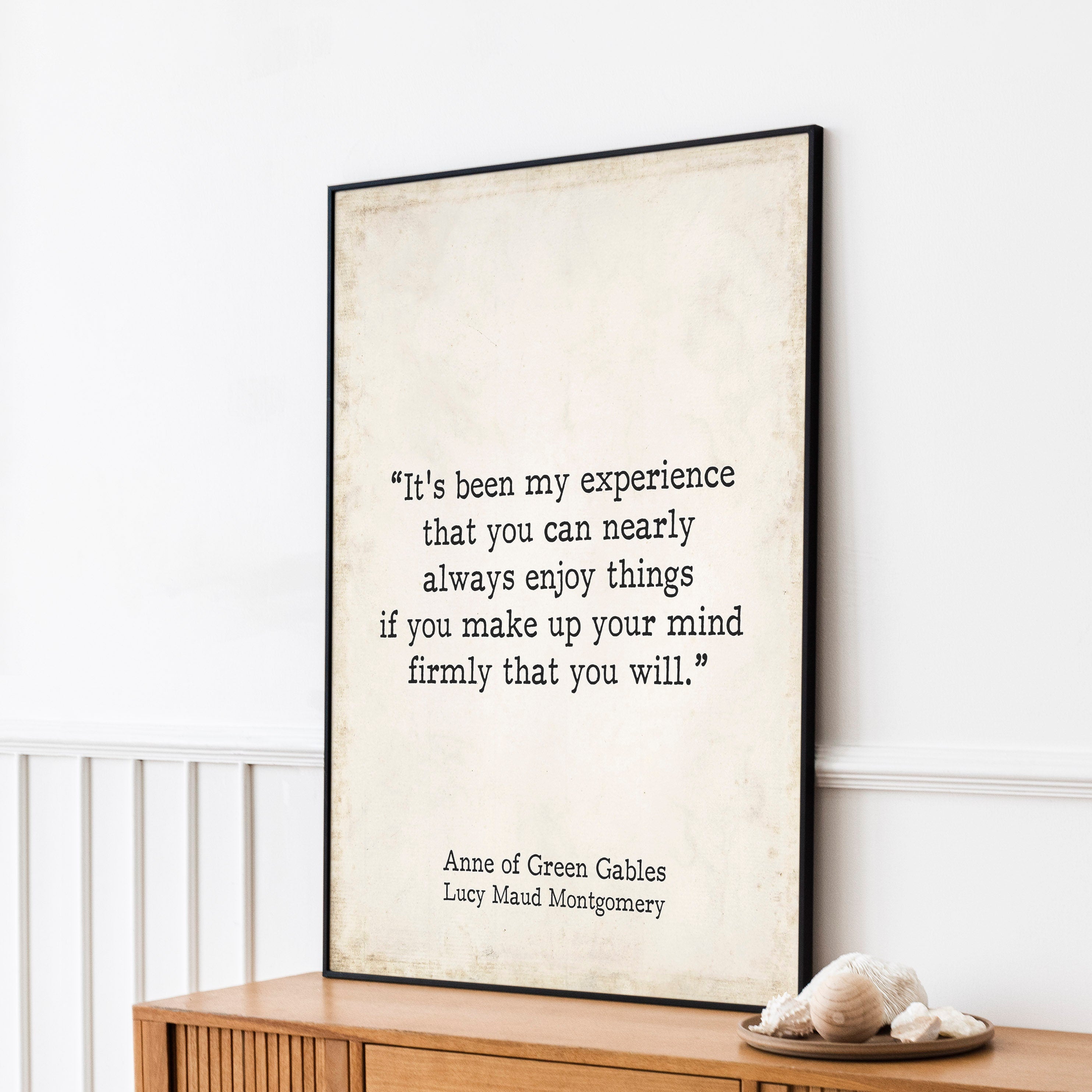 Anne of Green Gables Inspirational Print, LM Montgomery Literary Art in Vintage Style Framed Unframed