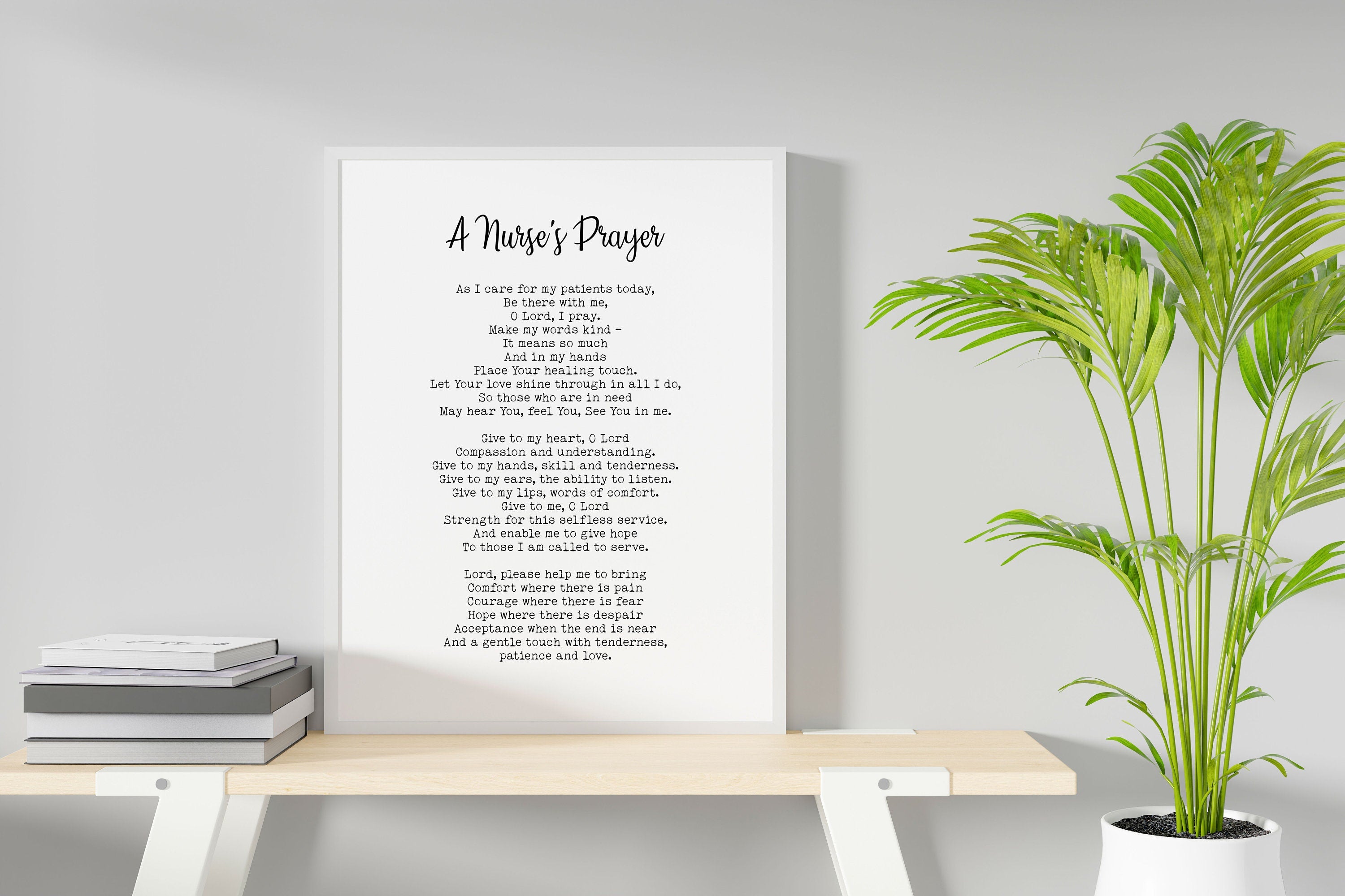 Nurse Prayer Wall Art Print, Christian Nurse Gift