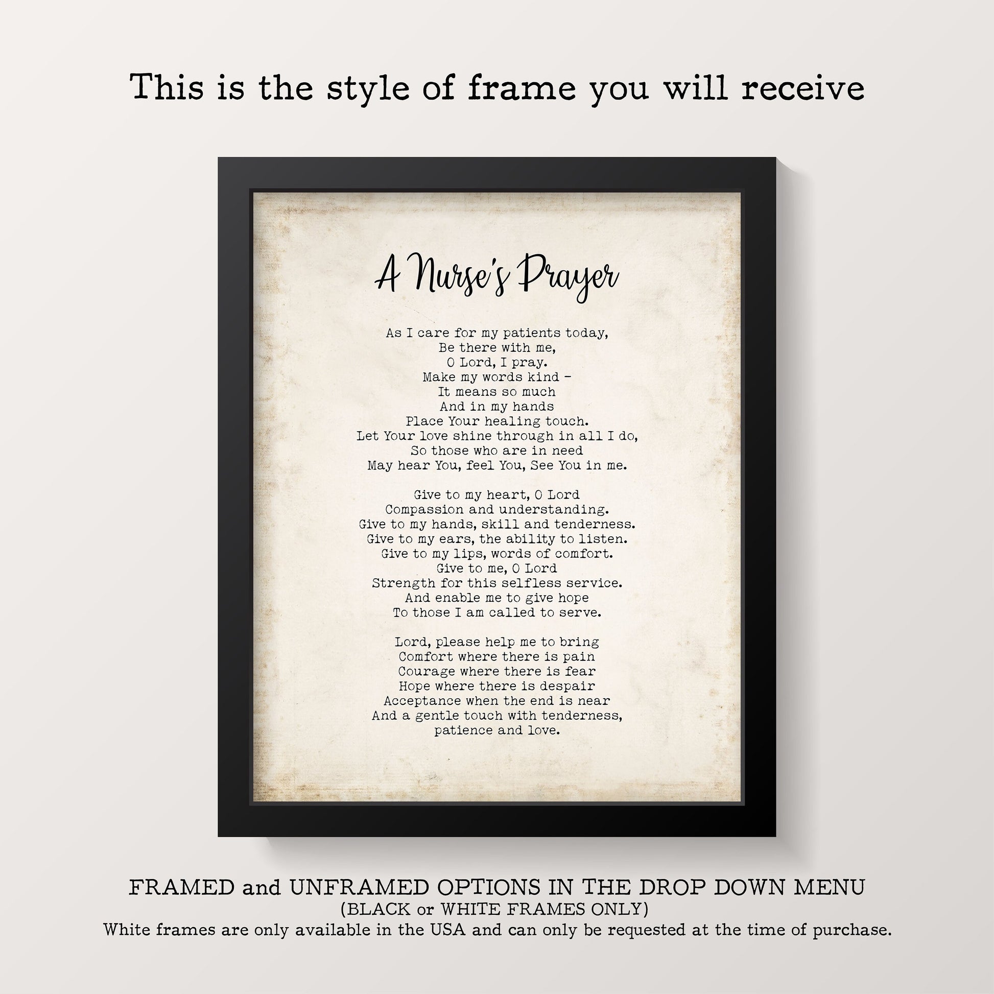 Nurse Prayer Wall Art Print, Christian Nurse Gift