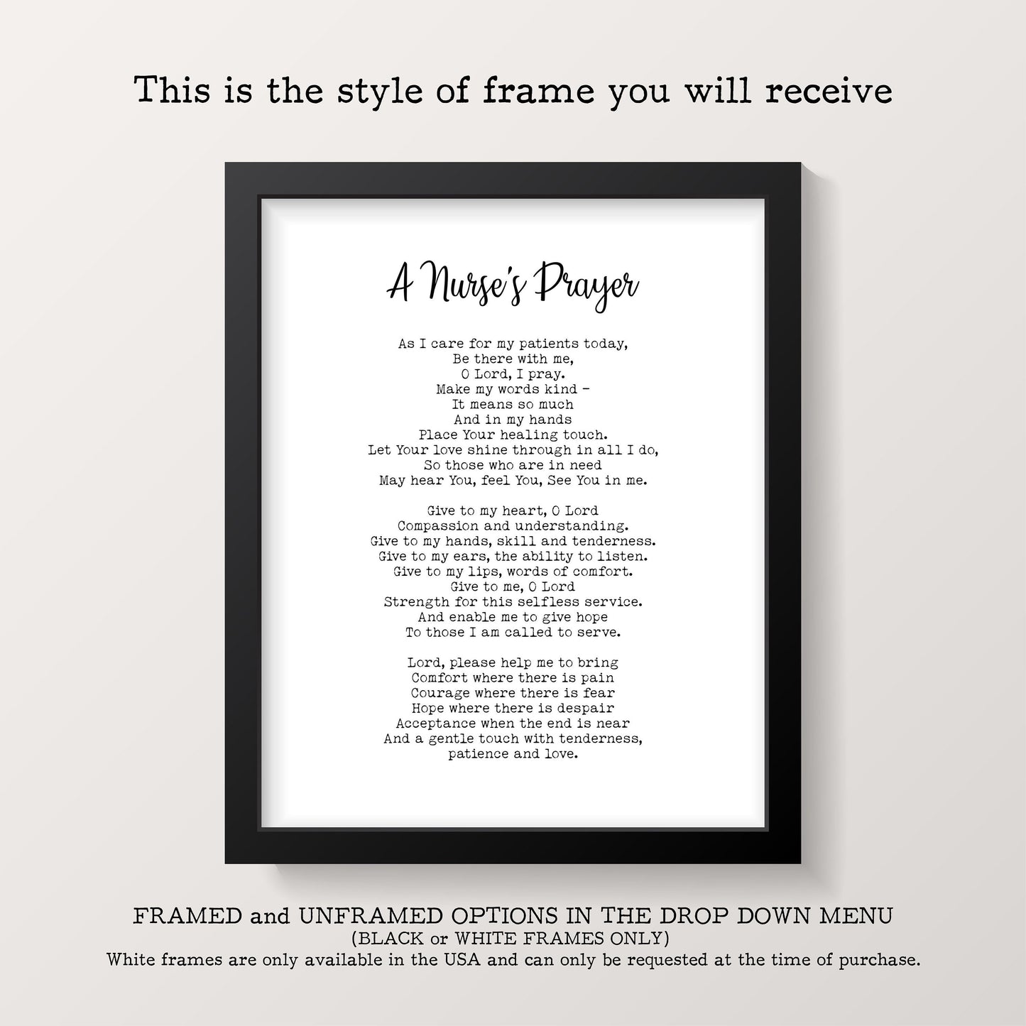 Nurse Prayer Wall Art Print, Christian Nurse Gift