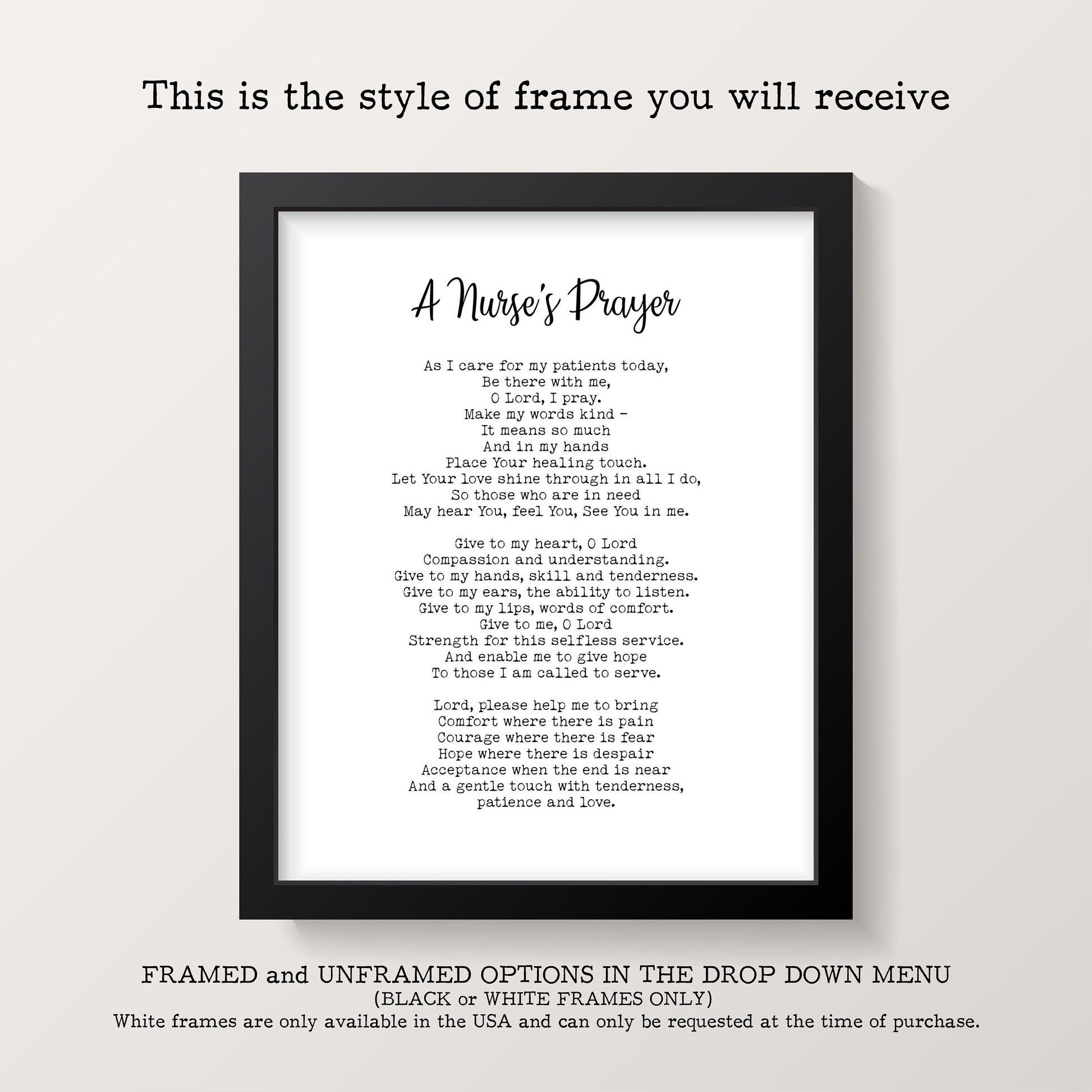 Nurse Prayer Wall Art Print, Christian Nurse Gift