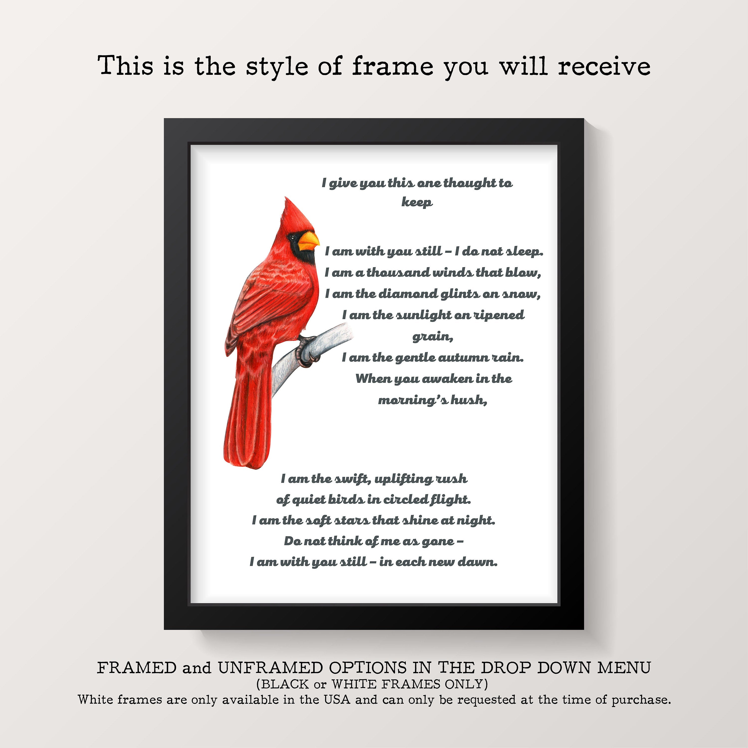 I Give You This One Thought To Keep Native American Prayer Quote Print With Watercolor Red Cardinal Bird, Inspirational Gift Wall Art Print