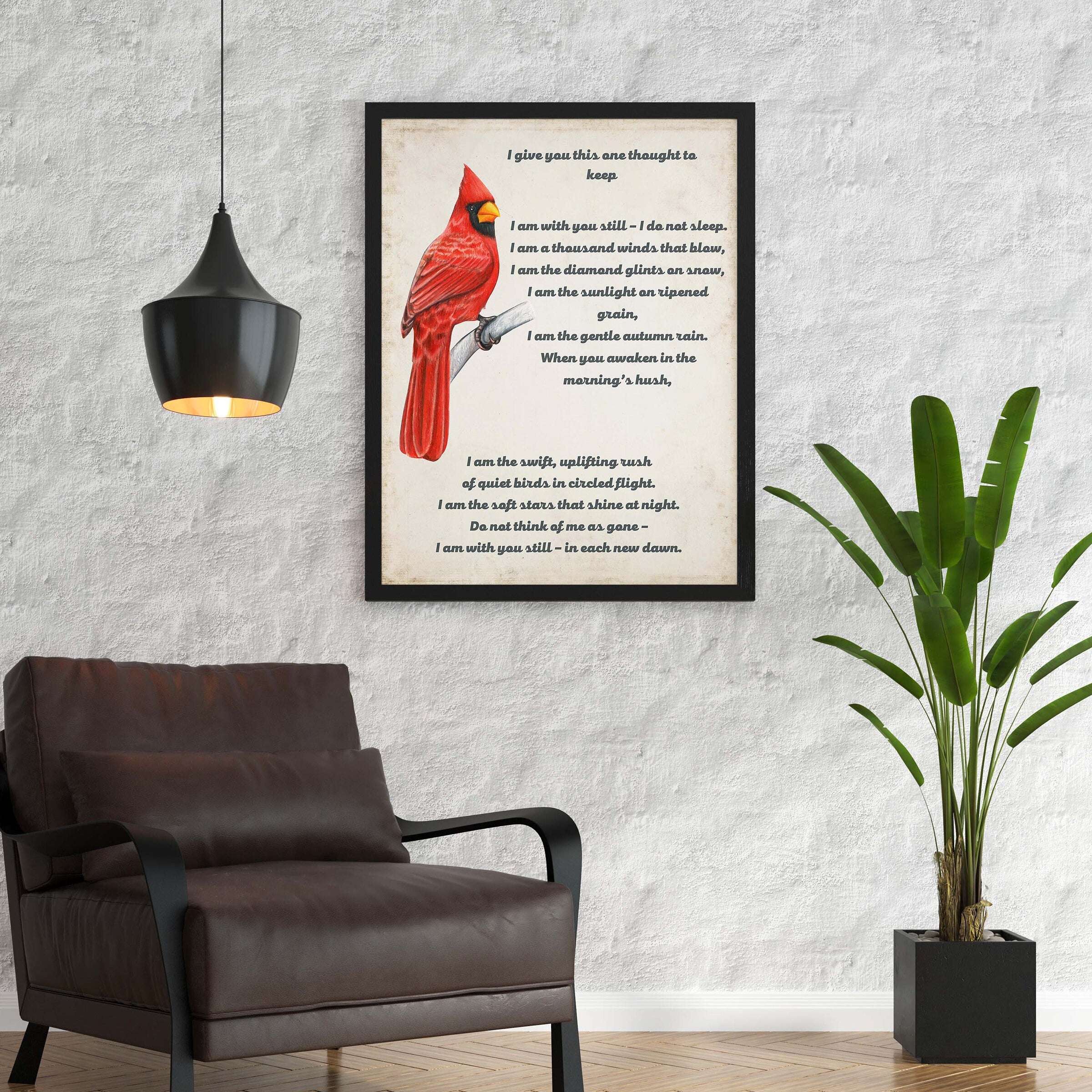 I Give You This One Thought To Keep Native American Prayer Quote Print With Watercolor Red Cardinal Bird, Inspirational Gift Wall Art Print