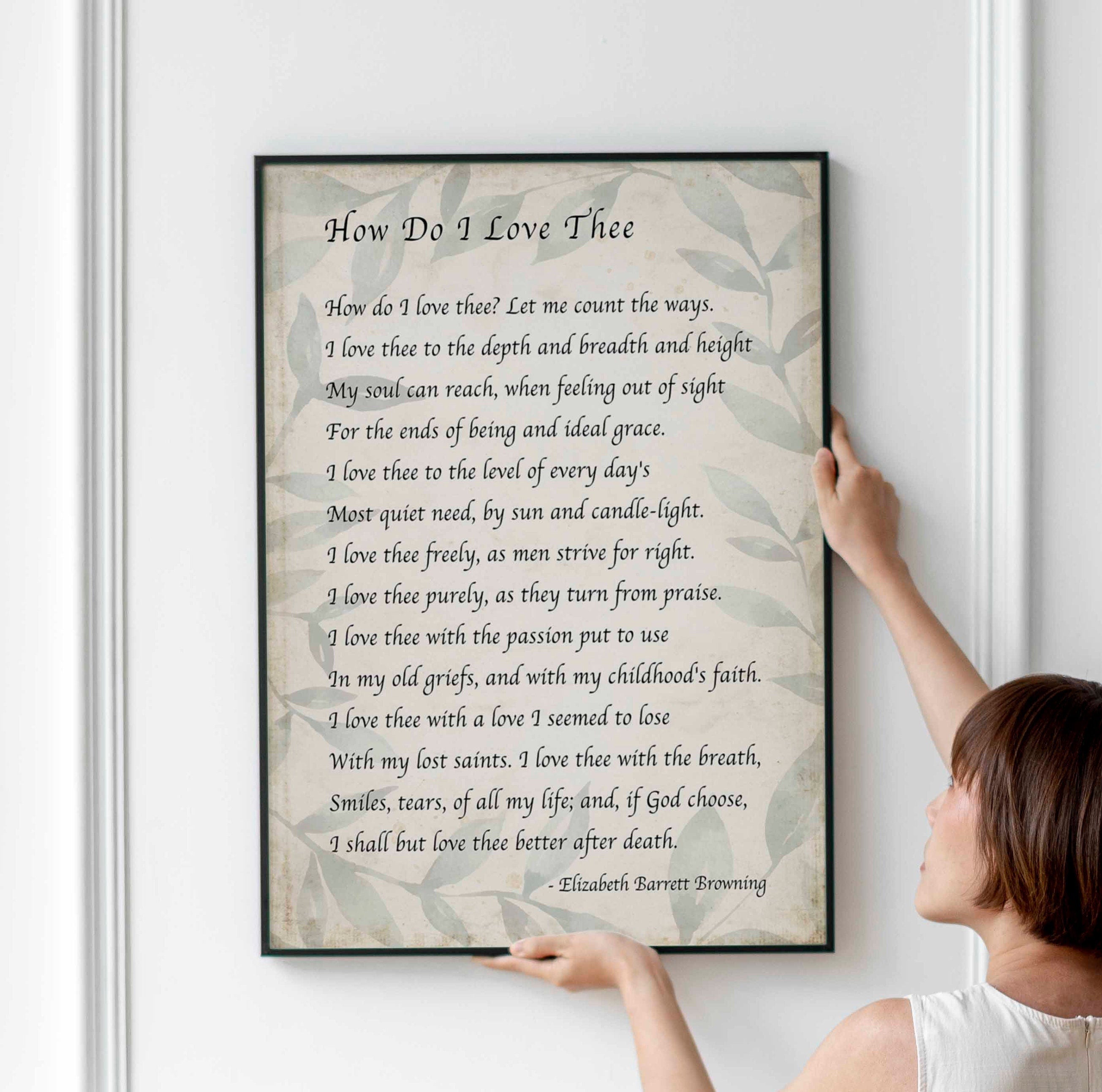 Elizabeth Barrett Browning, How Do I Love Thee Poetry Quote Art