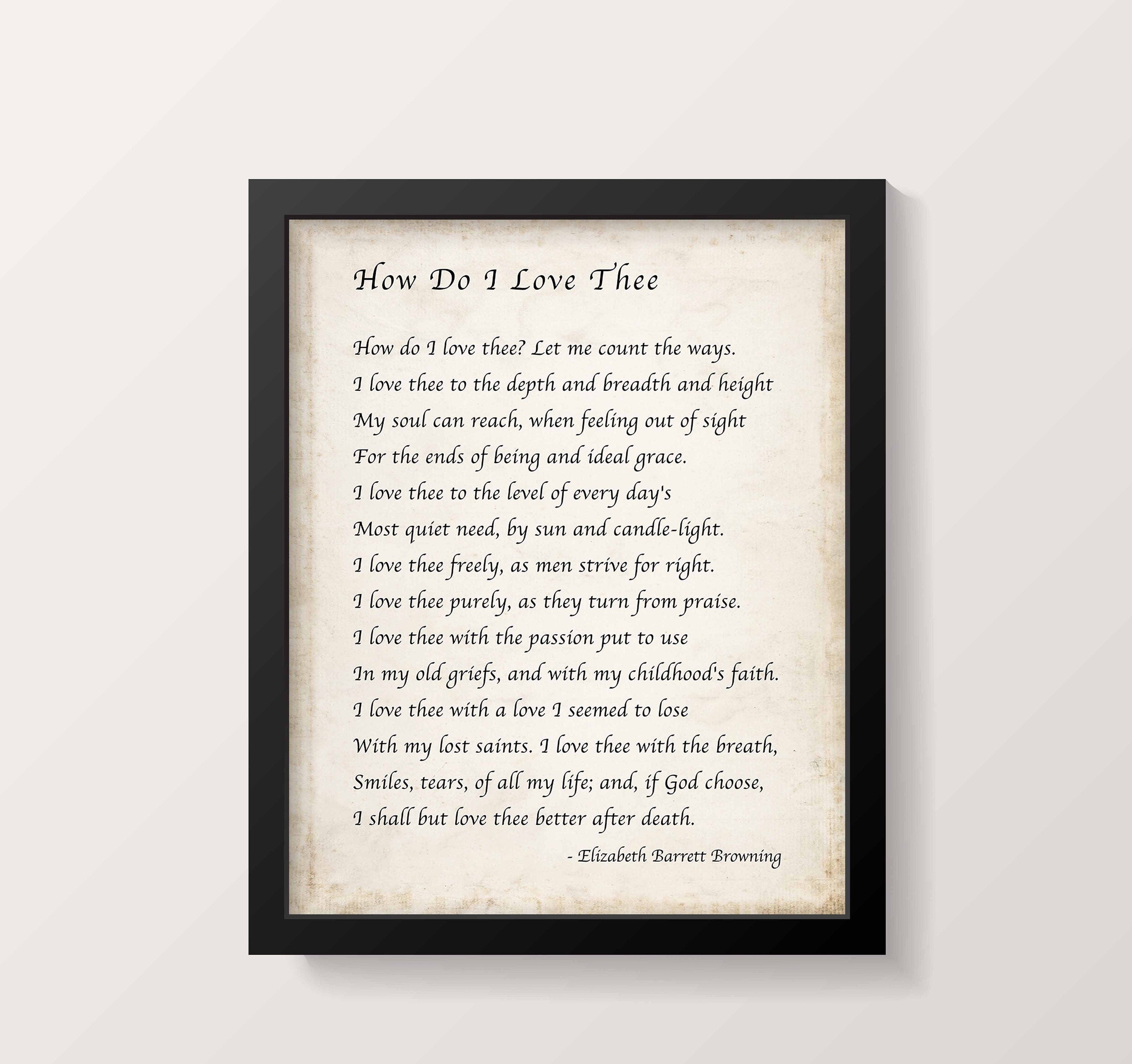 Elizabeth Barrett Browning, How Do I Love Thee Poetry Quote Art