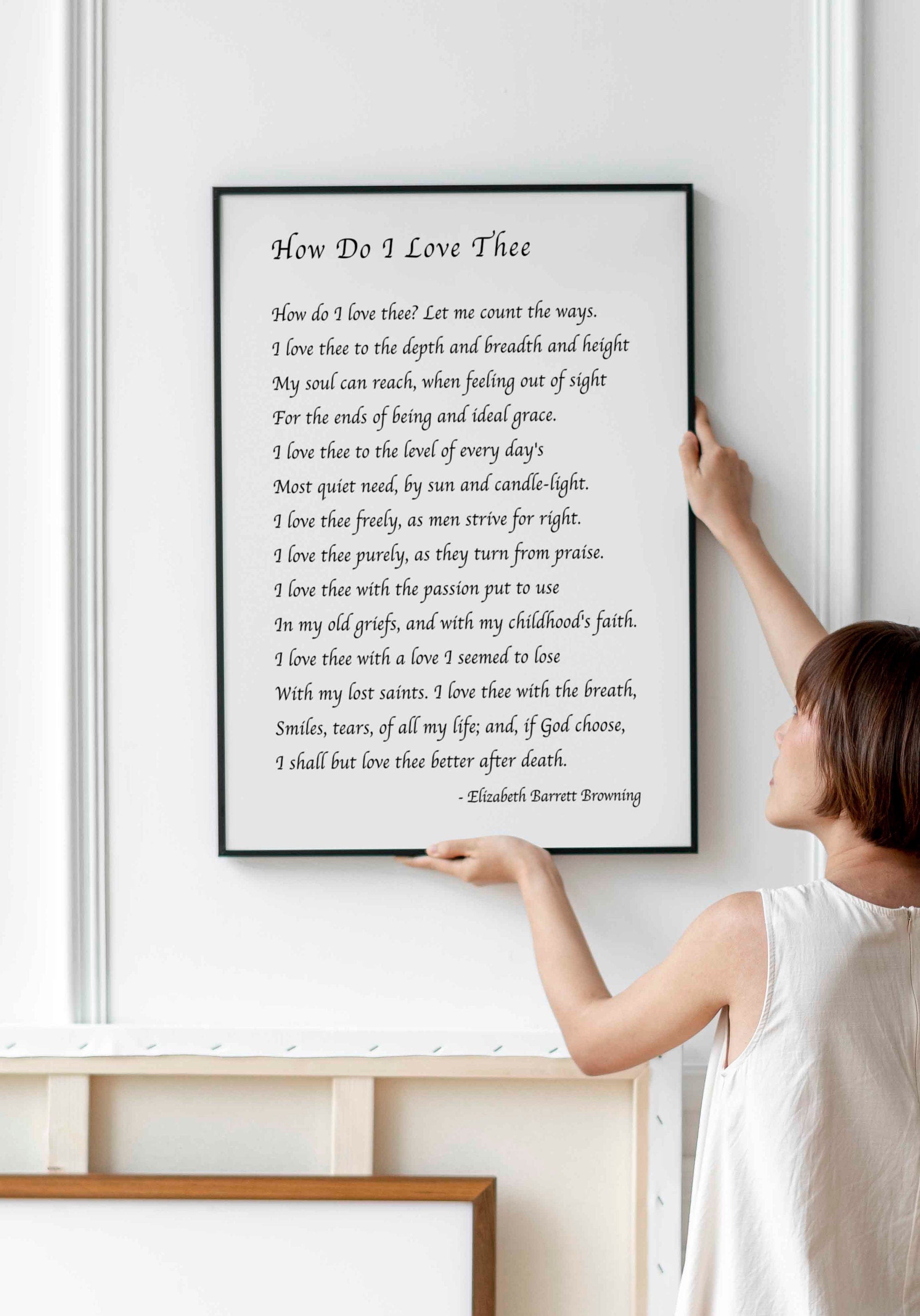Elizabeth Barrett Browning, How Do I Love Thee Poetry Quote Art