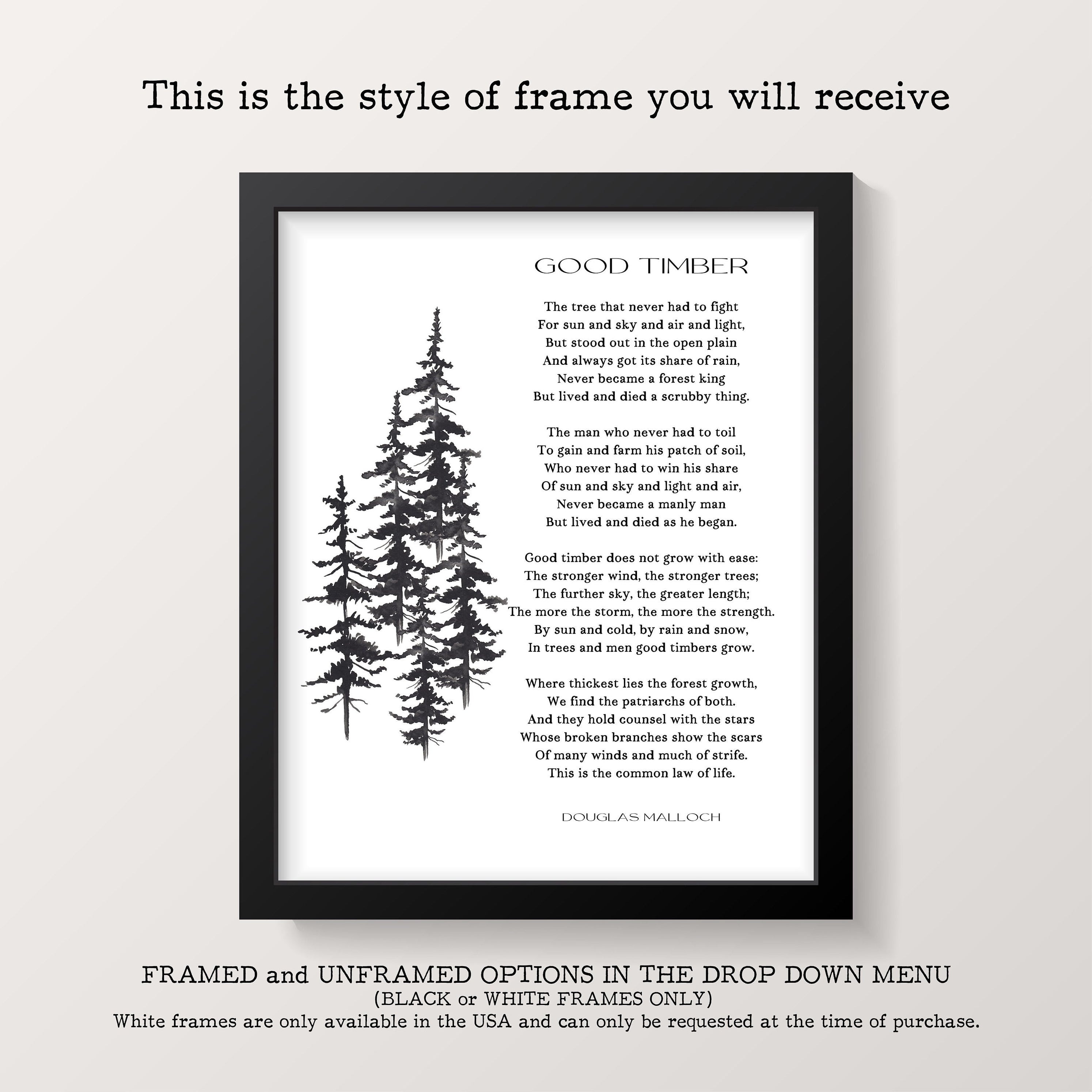 Stopping by the Woods on a Snowy Evening Robert Frost Wall Art Print in Black & White for Living Room Wall Art, Unframed or Framed