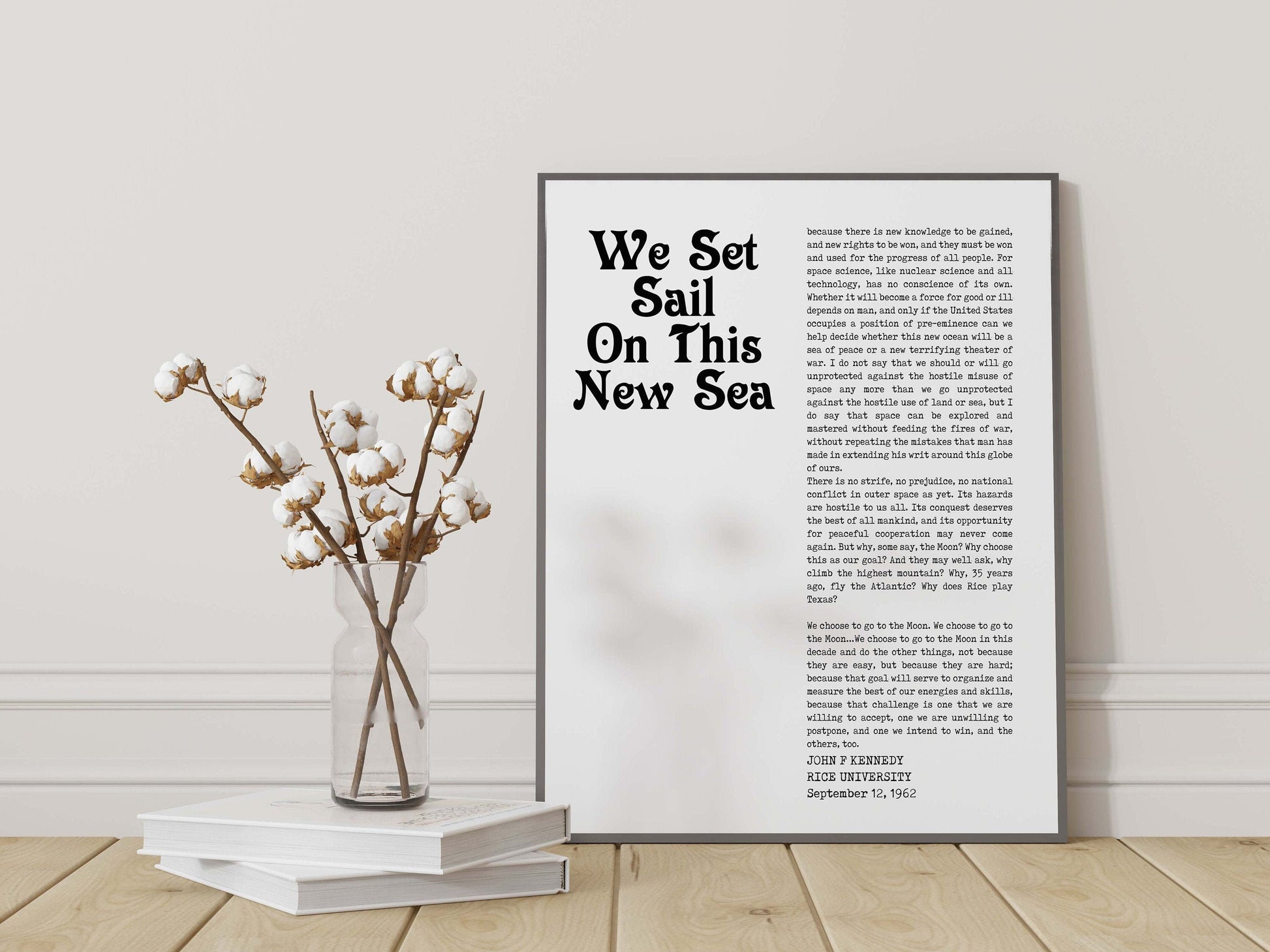 John F. Kennedy We Choose To Go To The Moon Inspirational Speech Quote Print