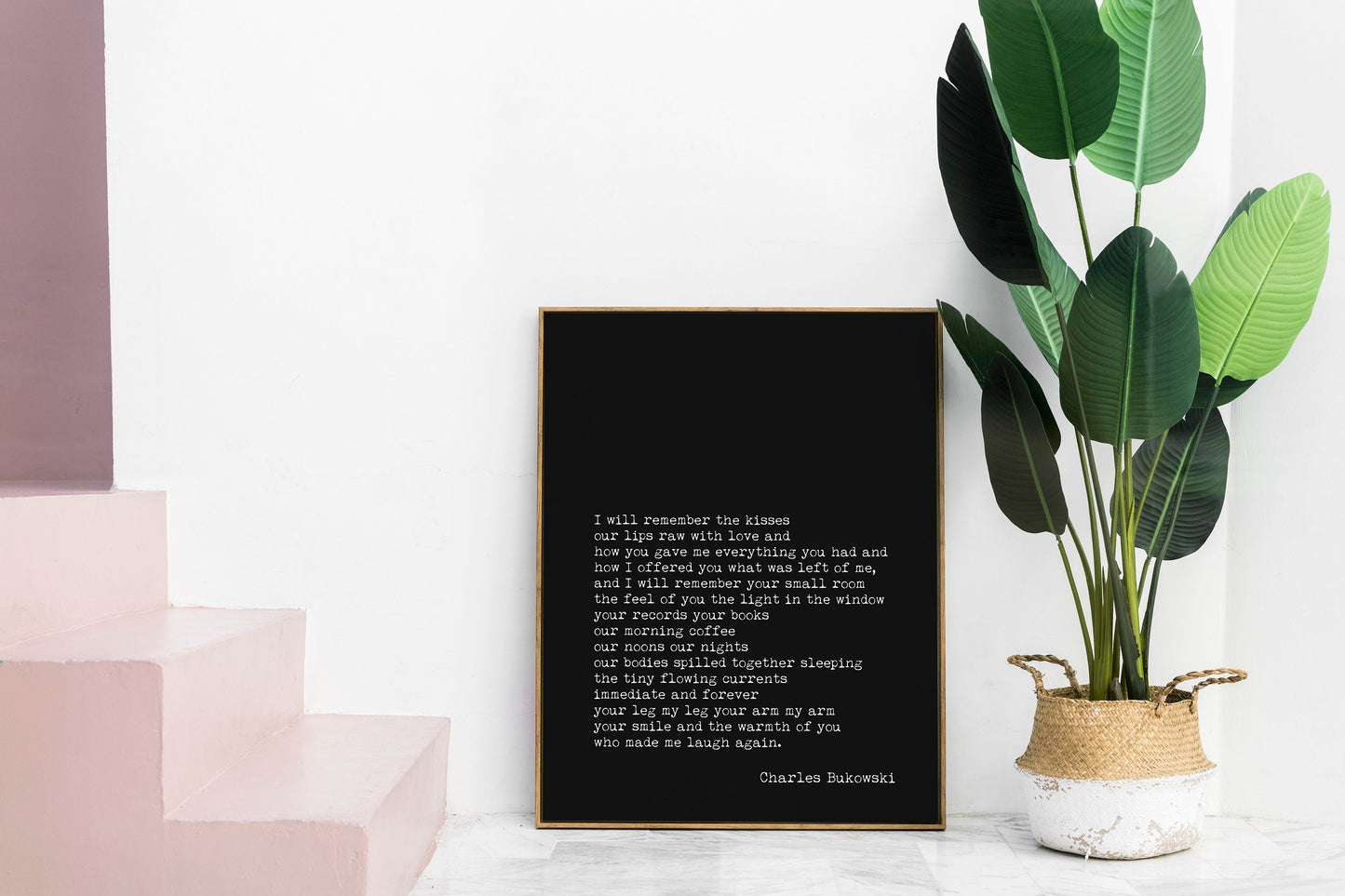 Charles Bukowski I Will Remember the Kisses Poem Print, Minimalist Black & White Bukowski Poetry Poster Print