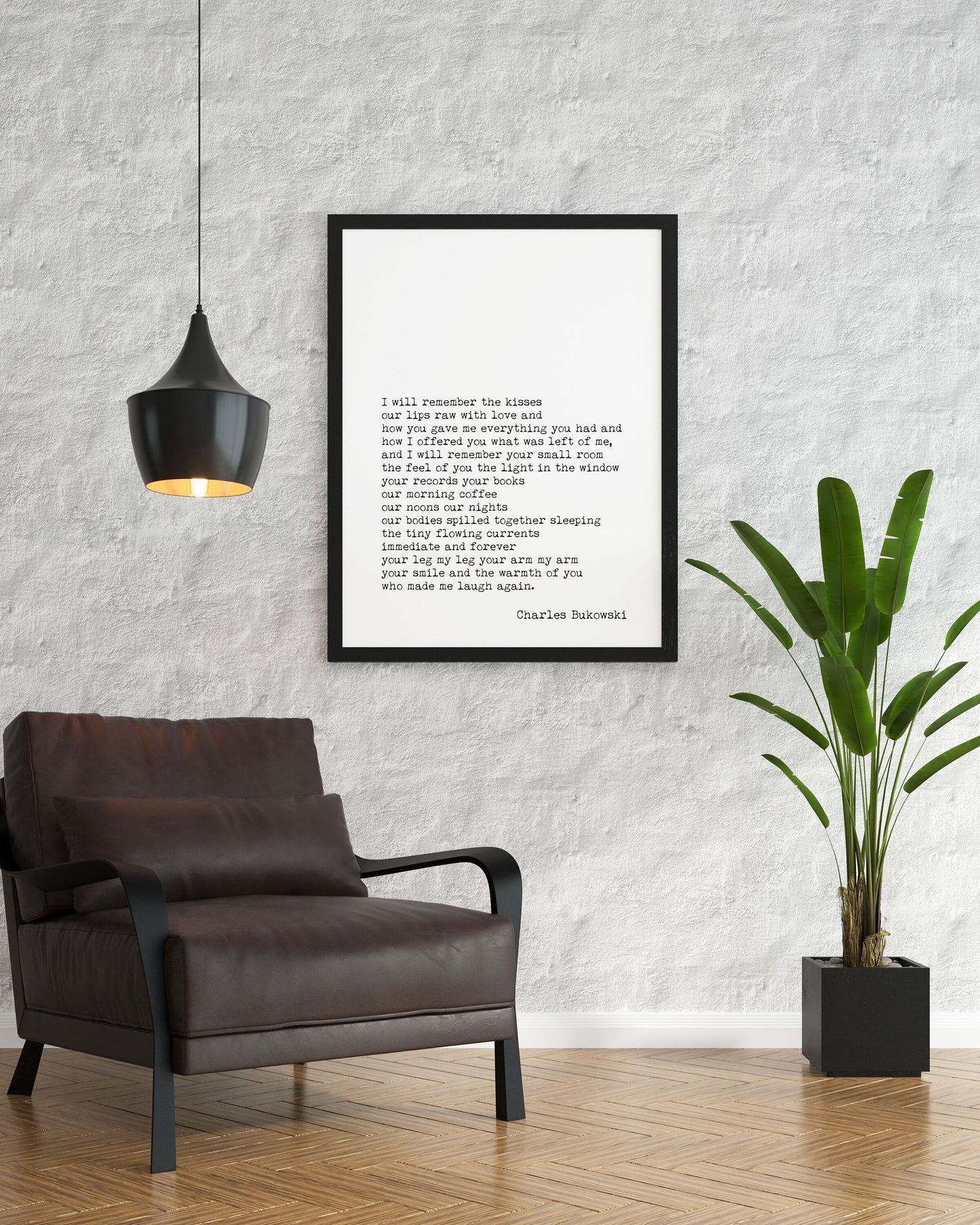 Charles Bukowski I Will Remember the Kisses Poem Print, Minimalist Black & White Bukowski Poetry Poster Print