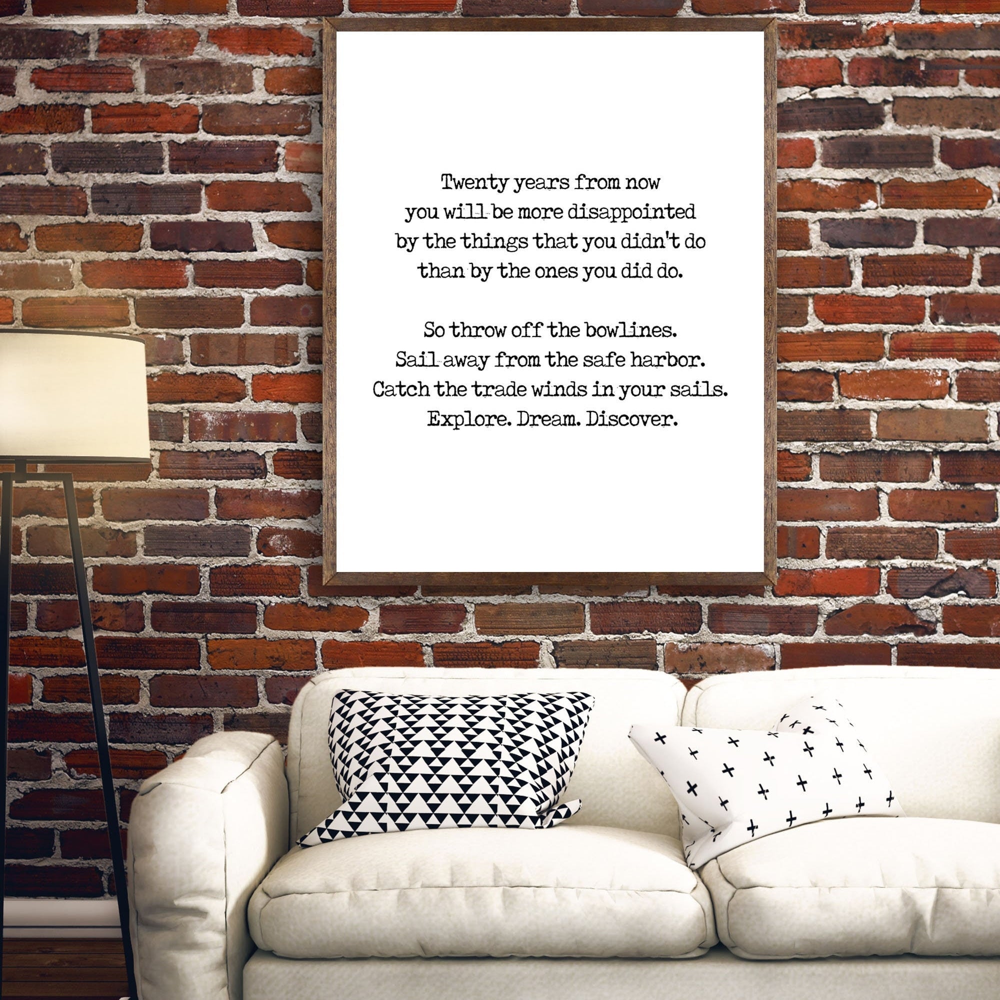 Mark Twain Travel Quote Print, Explore Dream Discover Inspirational Wall Art
