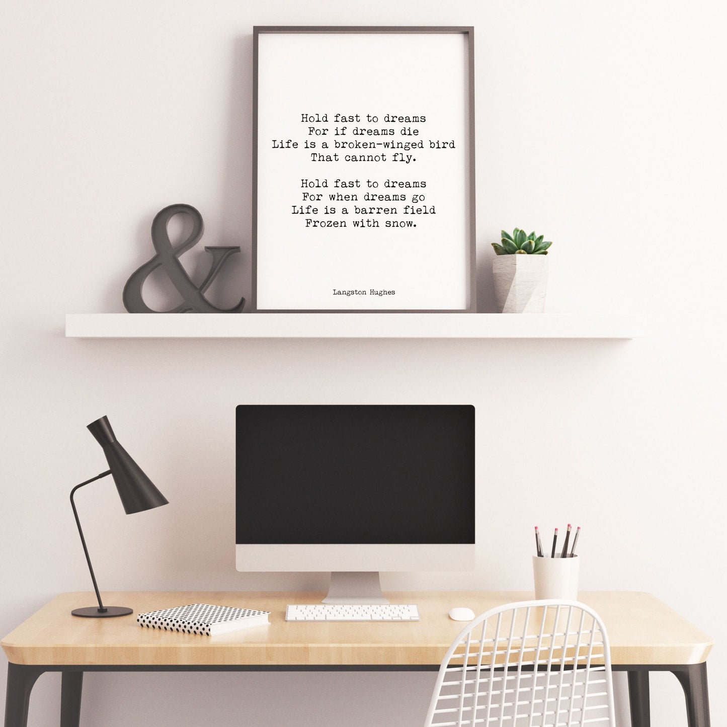 Langston Hughes Hold Fast to Dreams Poem Print – Inspirational Literary Wall Art, Motivational Quote Poster