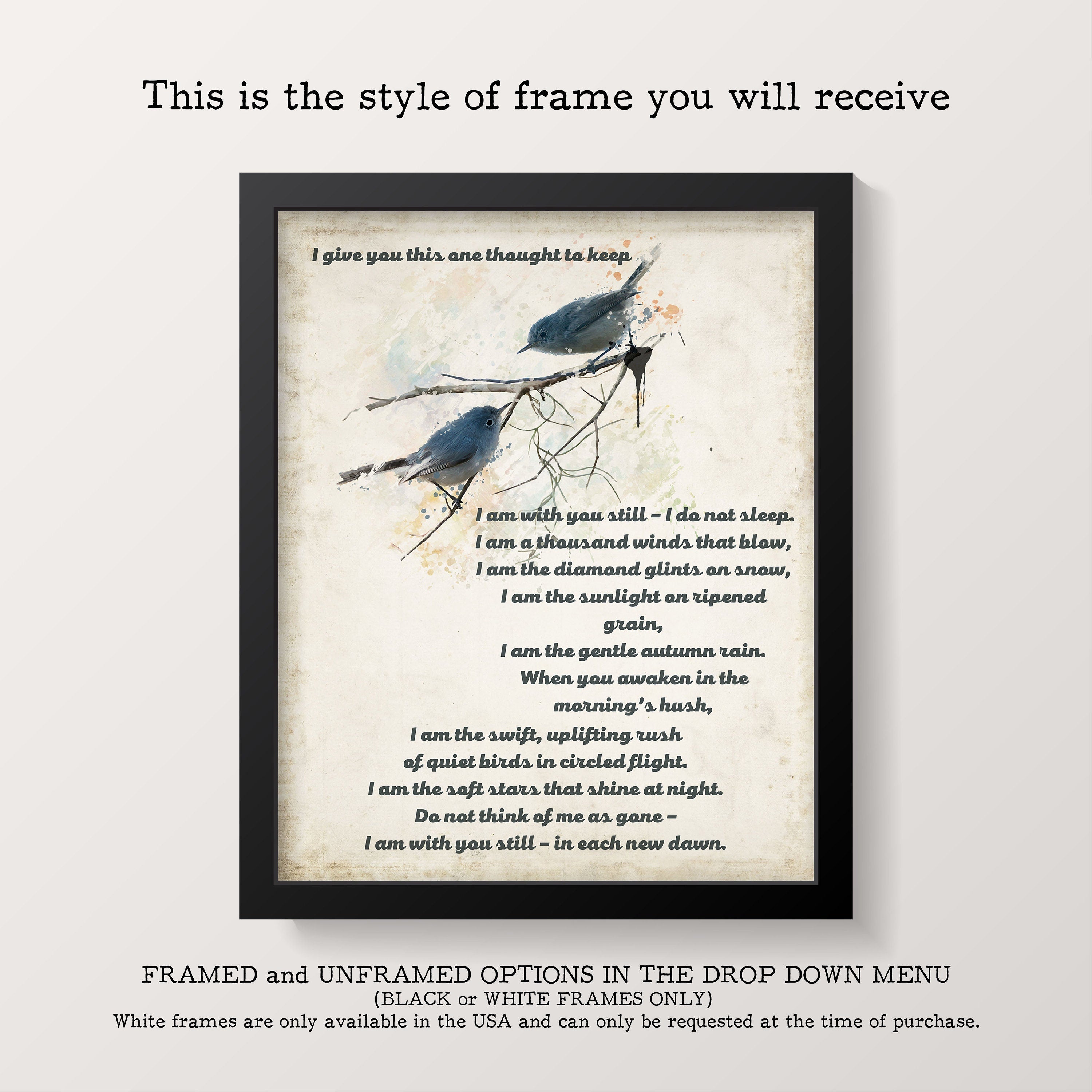 I Give You This One Thought To Keep Native American Prayer Quote Print With Watercolor Birds, Inspirational Gift Wall Art Print