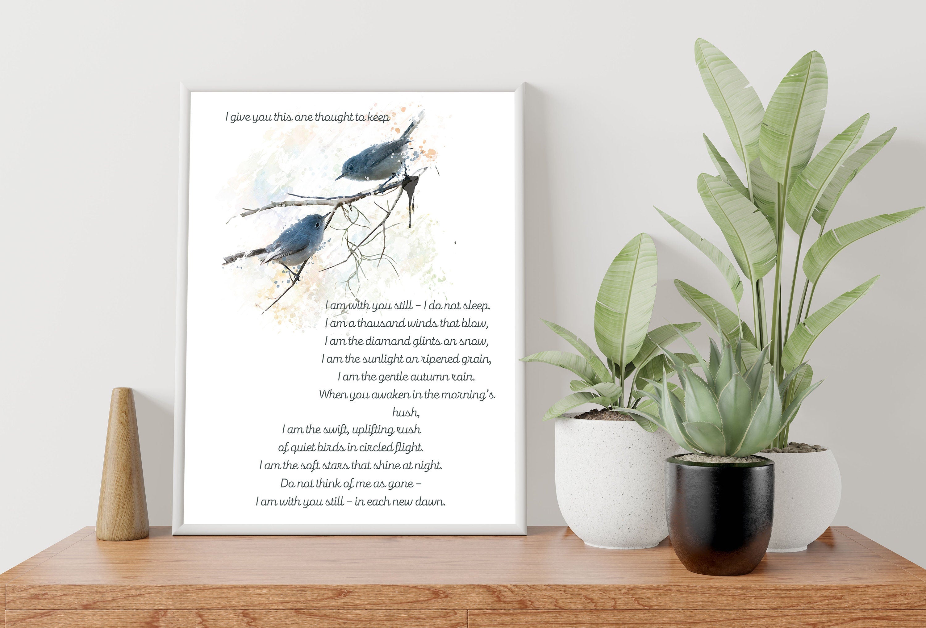 I Give You This One Thought To Keep Native American Prayer Quote Print With Watercolor Birds, Inspirational Gift Wall Art Print