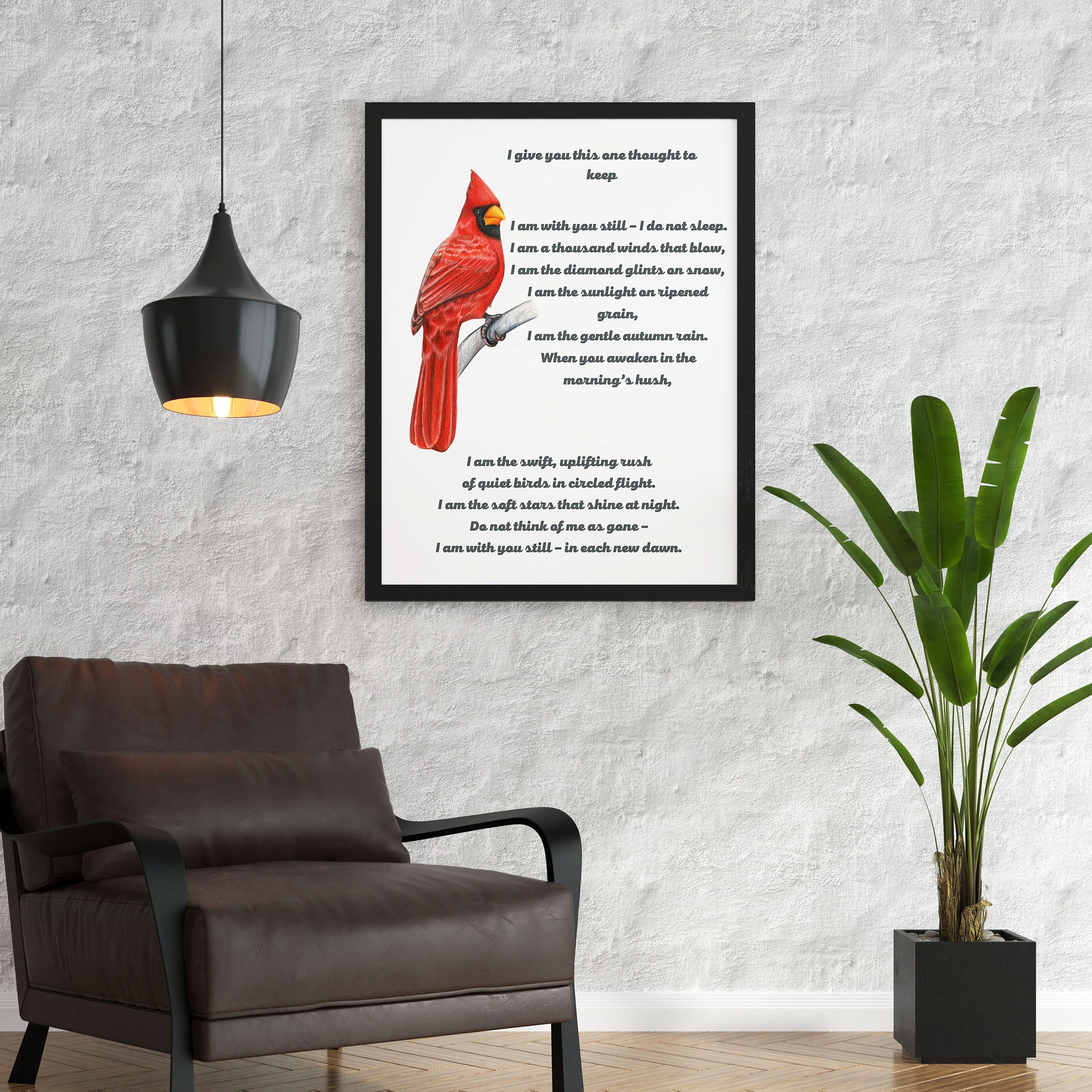 I Give You This One Thought To Keep Native American Prayer Quote Print With Watercolor Red Cardinal Bird, Inspirational Gift Wall Art Print