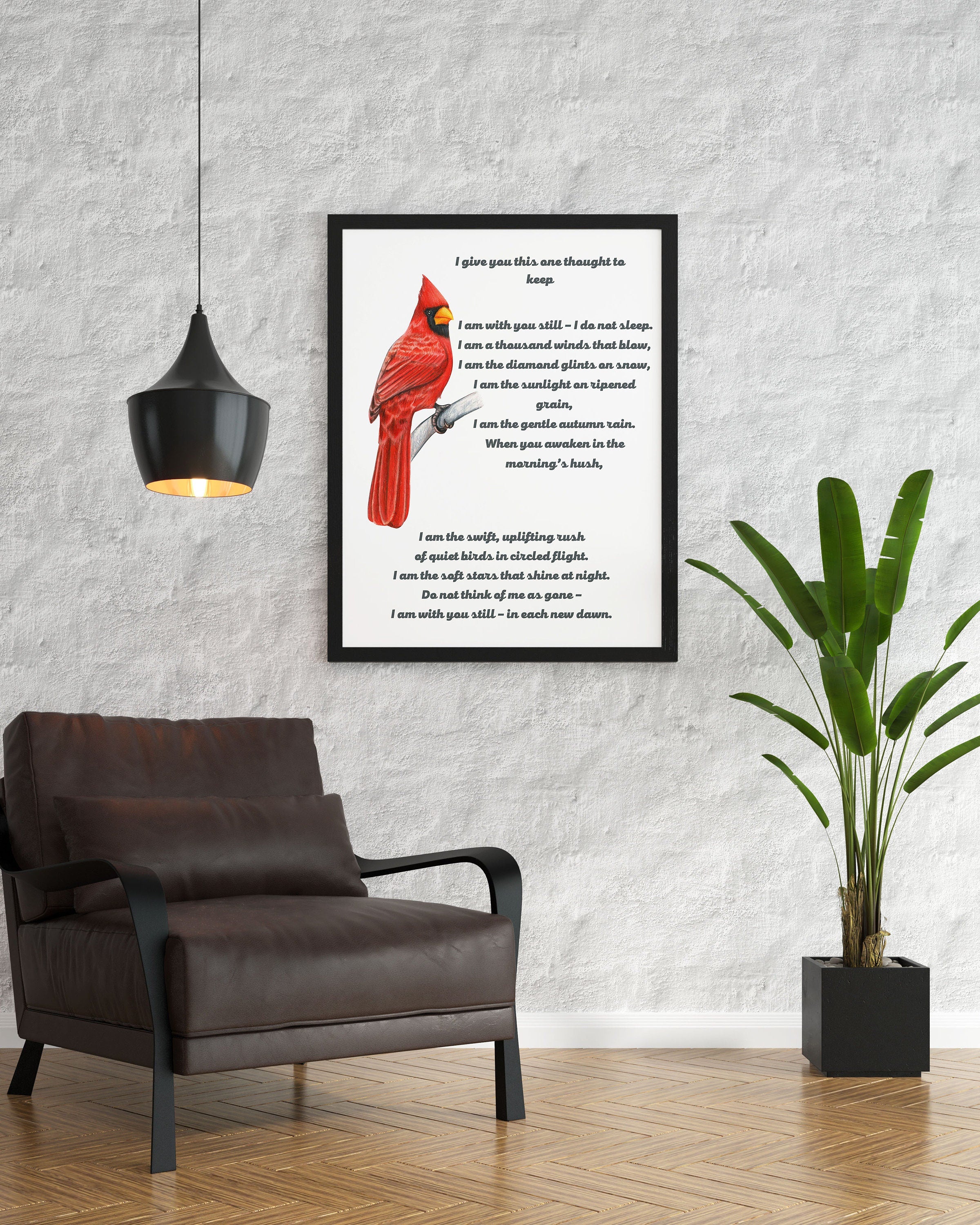 I Give You This One Thought To Keep Native American Prayer Quote Print With Watercolor Red Cardinal Bird, Inspirational Gift Wall Art Print