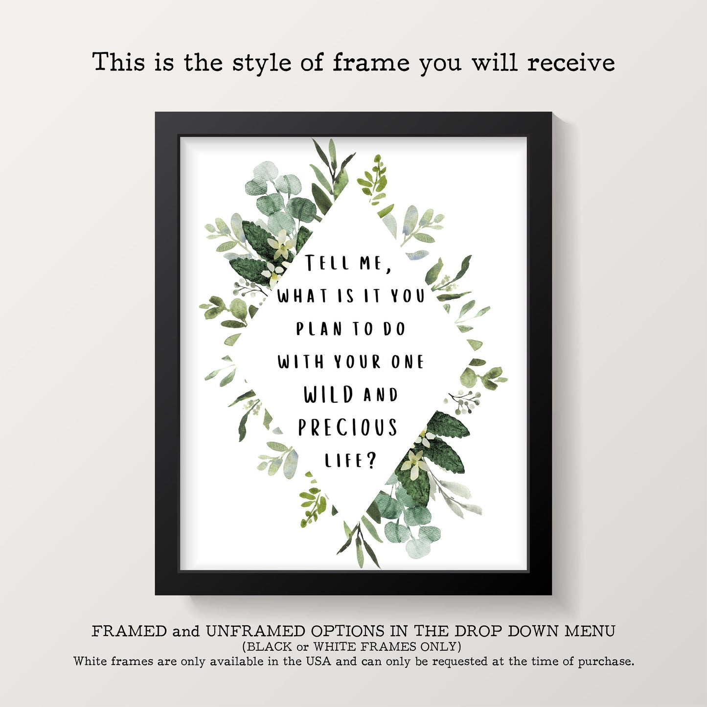 Mary Oliver Quote Print – “One Wild and Precious Life” Literary Wall Art