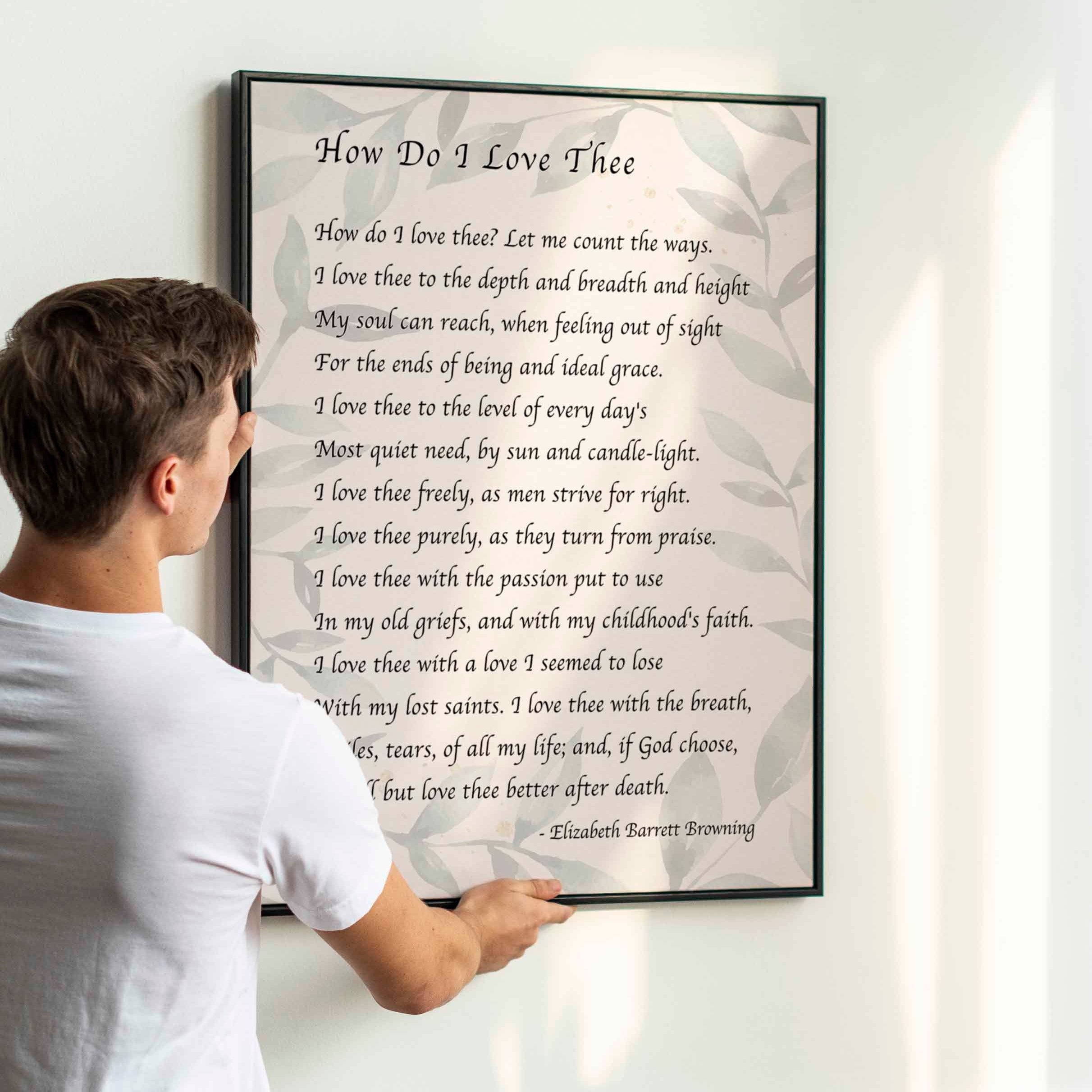 Elizabeth Barrett Browning, How Do I Love Thee Poetry Quote Art