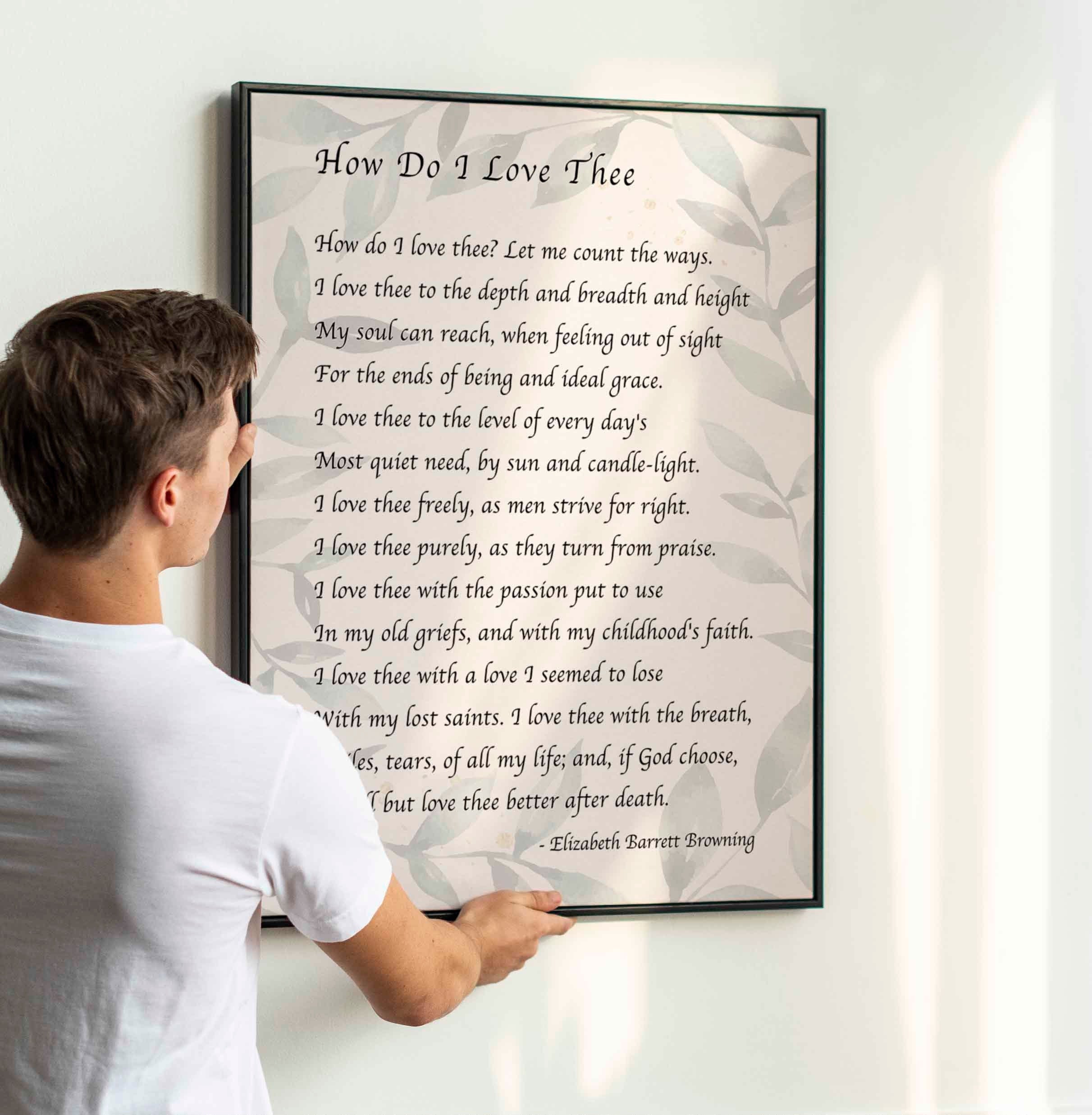 Elizabeth Barrett Browning, How Do I Love Thee Poetry Quote Art