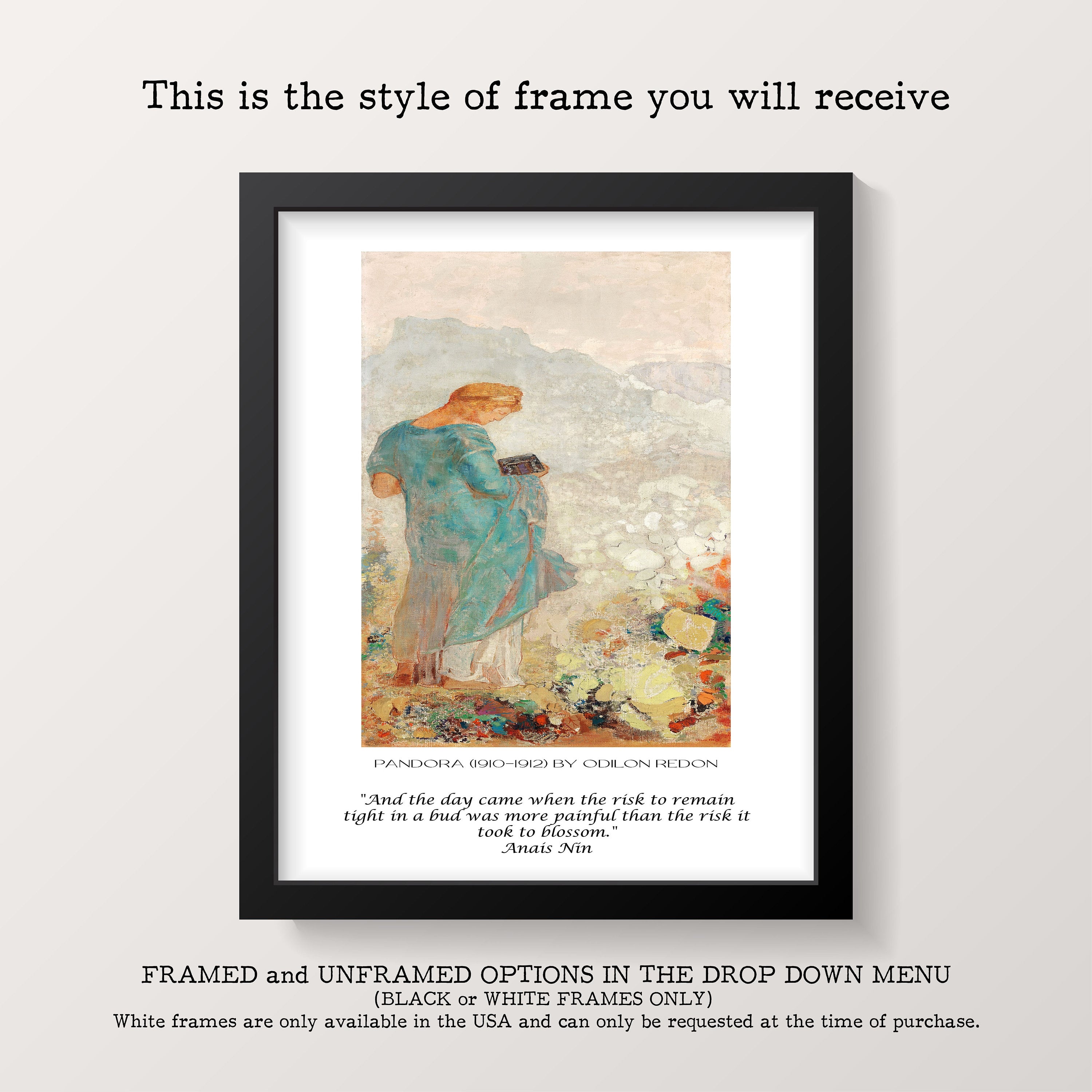 Anais Nin And The Day Came Quote Wall Art Prints, Odilon Redon Fine Art Print - Pandora Painting