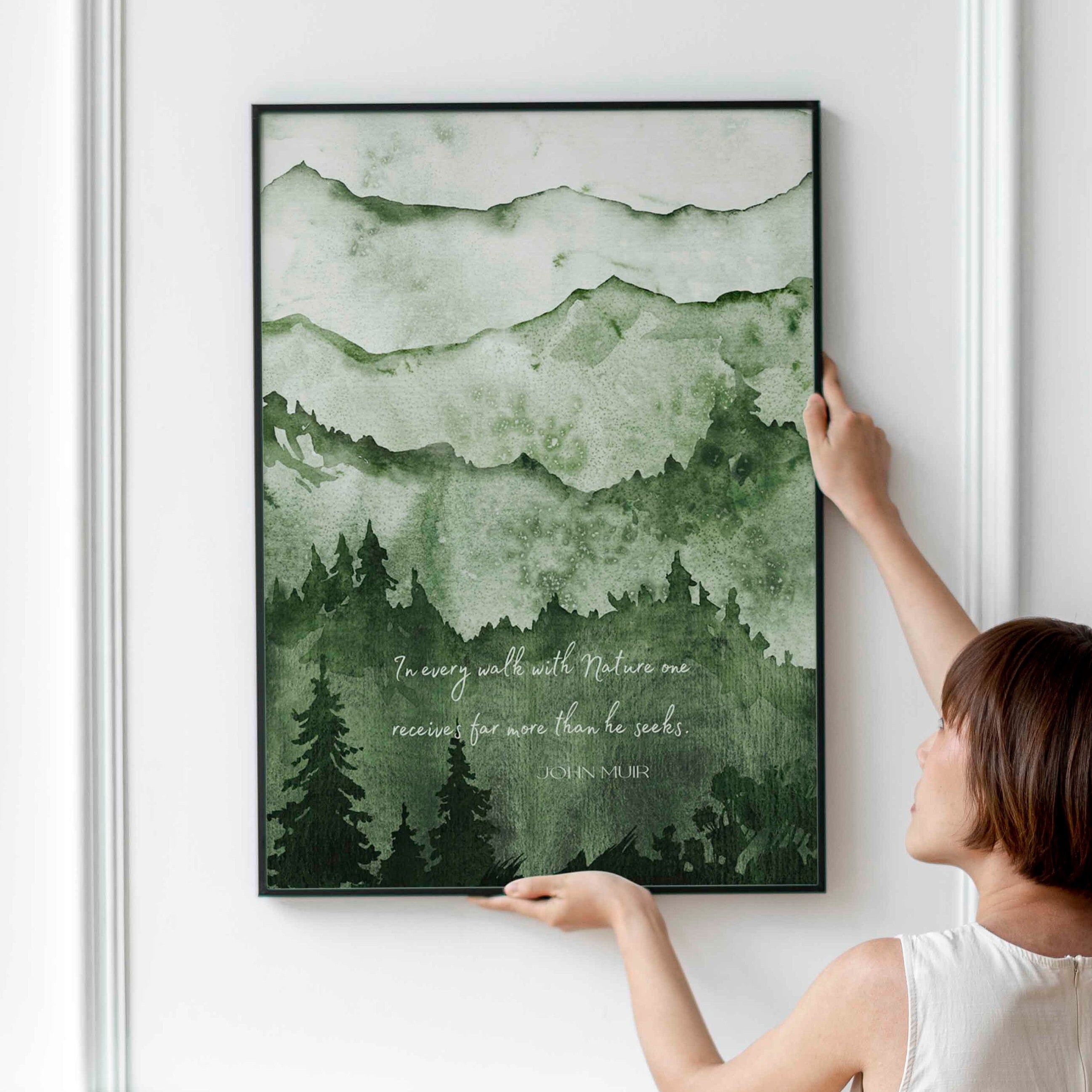 FRAMED John Muir Print for Country Decor, In Every Walk With Nature Quote Wall Art Prints FRAMED SIZES 8x10 through 24x36