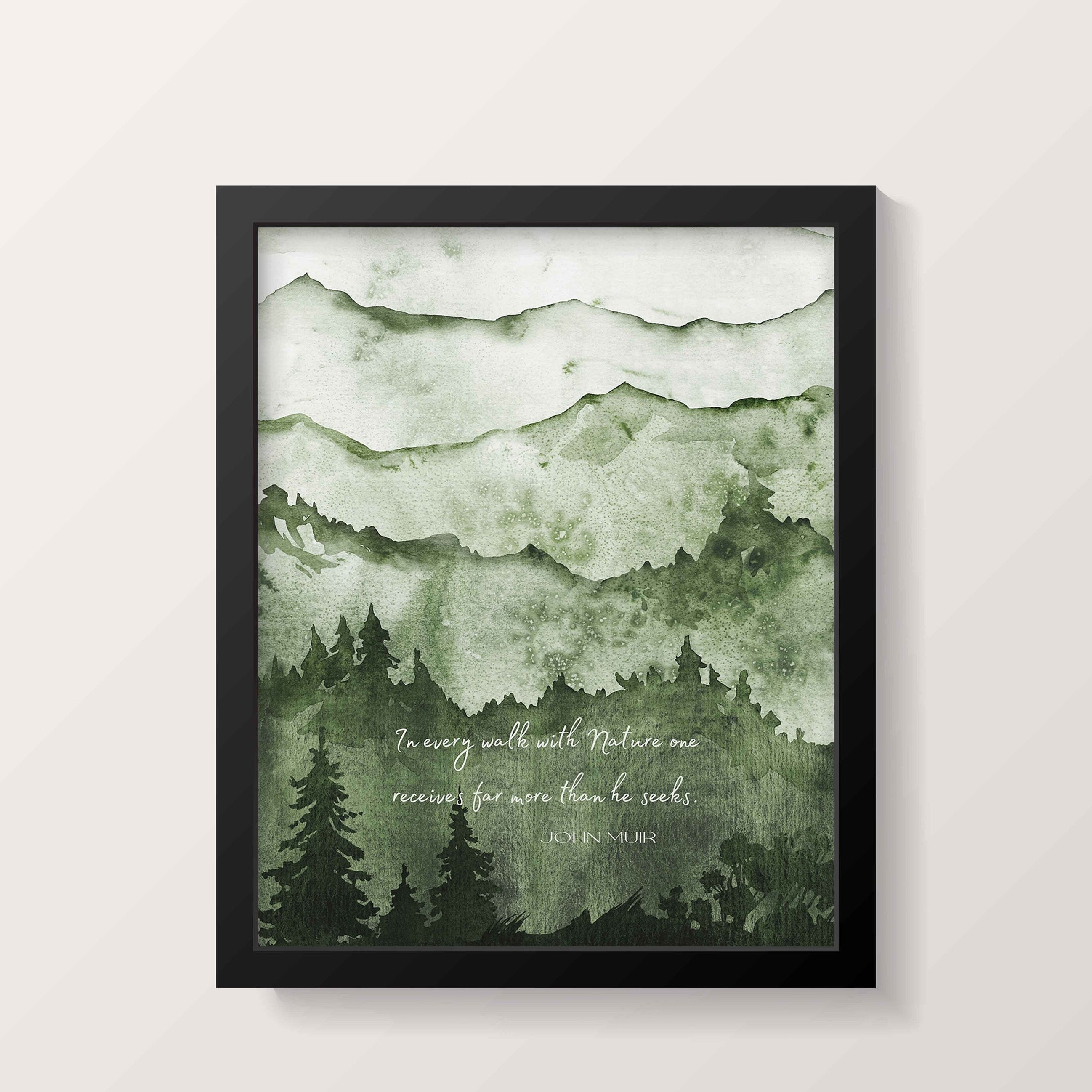 FRAMED John Muir Print for Country Decor, In Every Walk With Nature Quote Wall Art Prints FRAMED SIZES 8x10 through 24x36