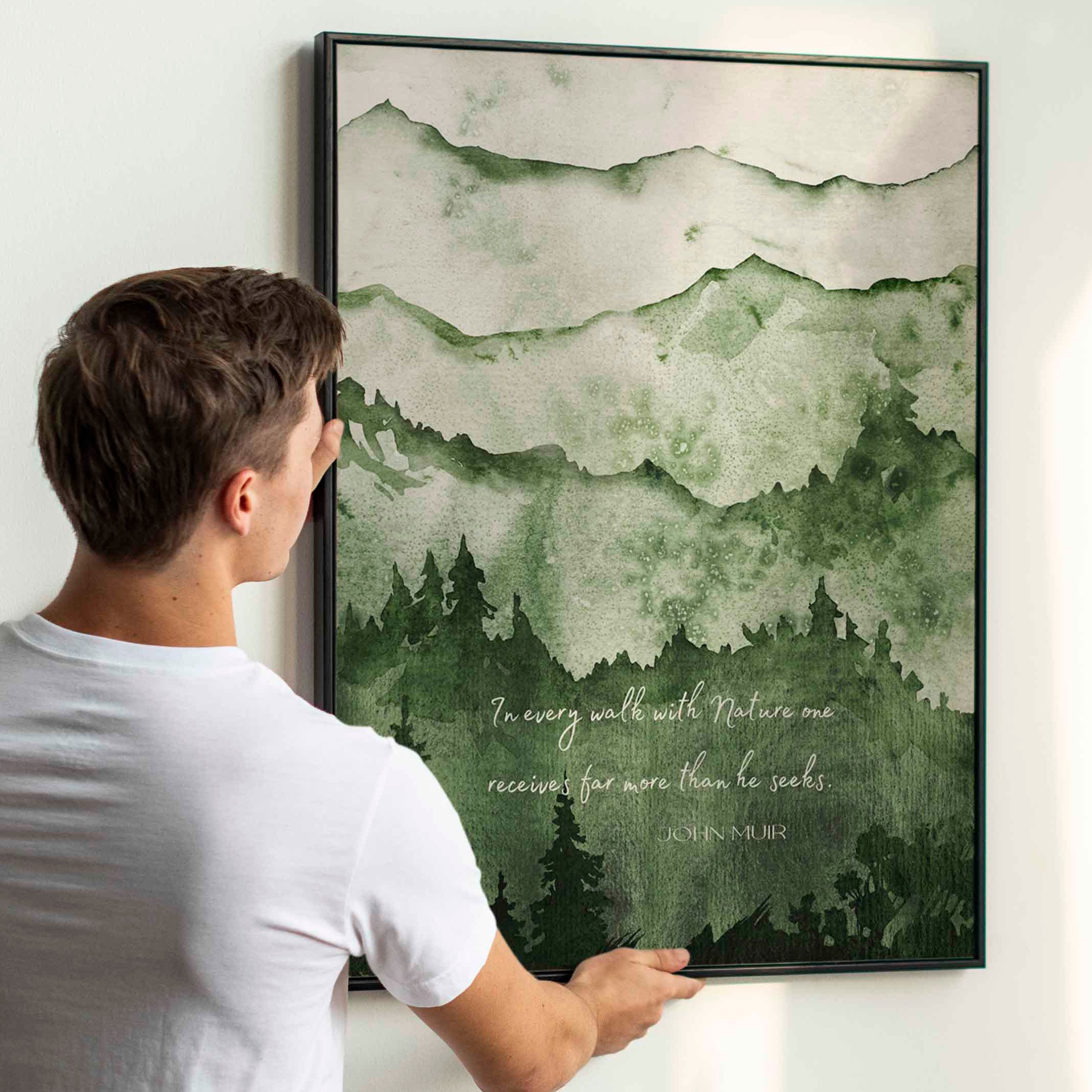 FRAMED John Muir Print for Country Decor, In Every Walk With Nature Quote Wall Art Prints FRAMED SIZES 8x10 through 24x36