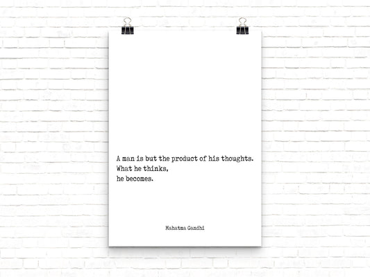 Mahatma Gandhi Quote Print, Thoughts Become Destiny Wall Art