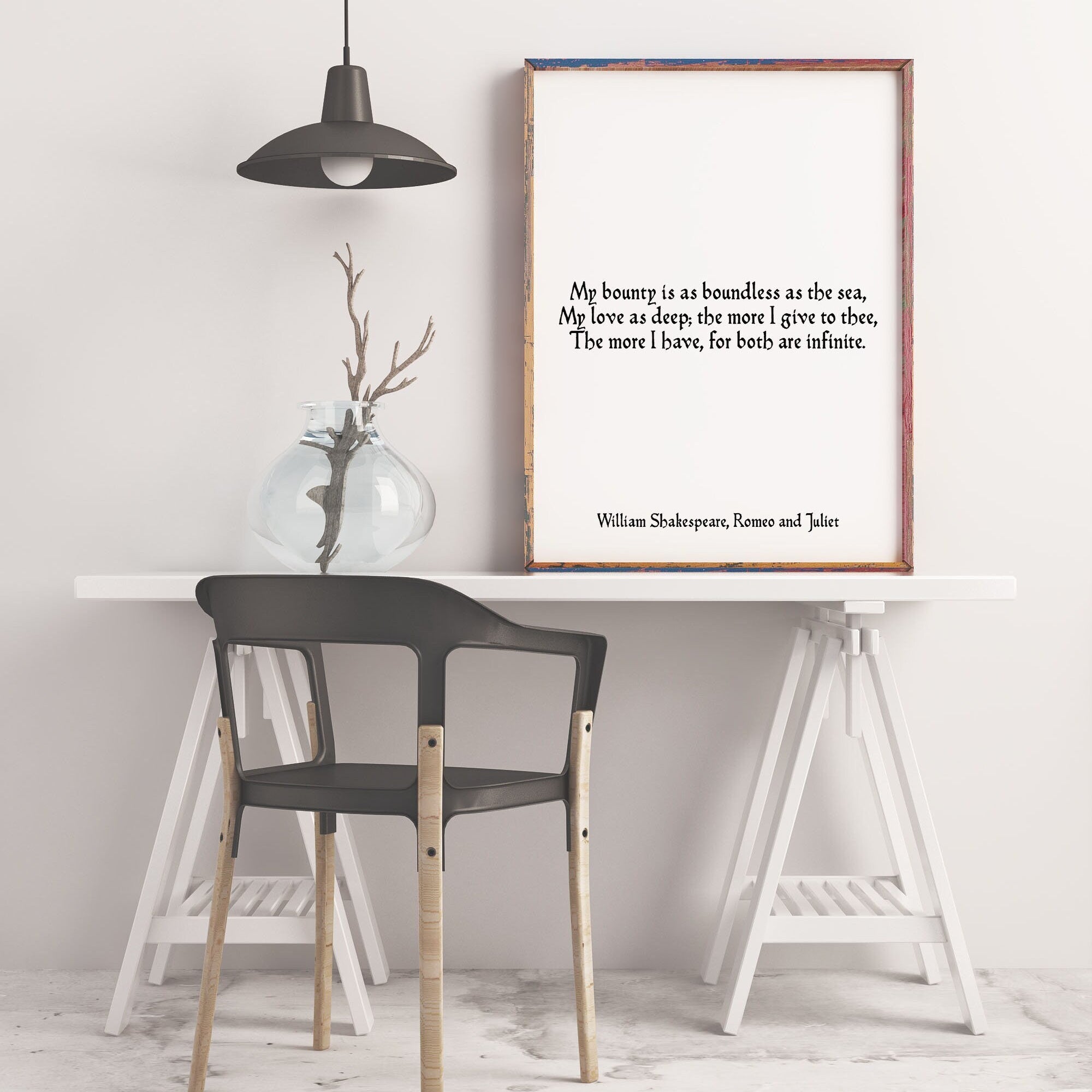 Romeo and Juliet Wall Art Print, Black & White Art