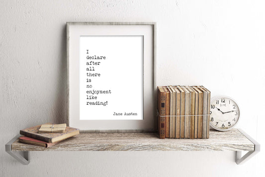 Jane Austen Reading Quote Print There Is No Enjoyment Like Reading