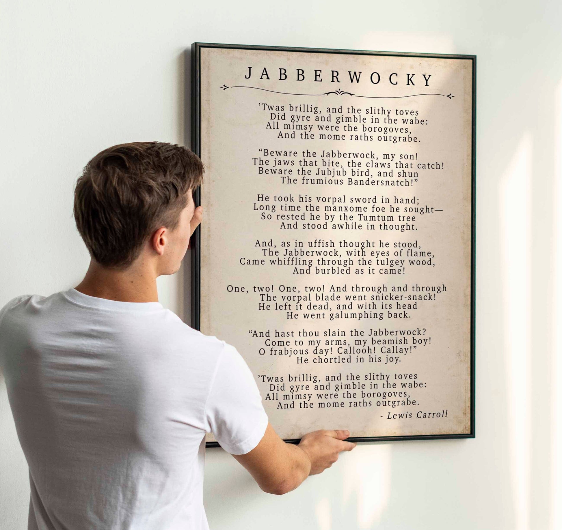 Jabberwocky Poem Print Lewis Carroll Literary Wall Art