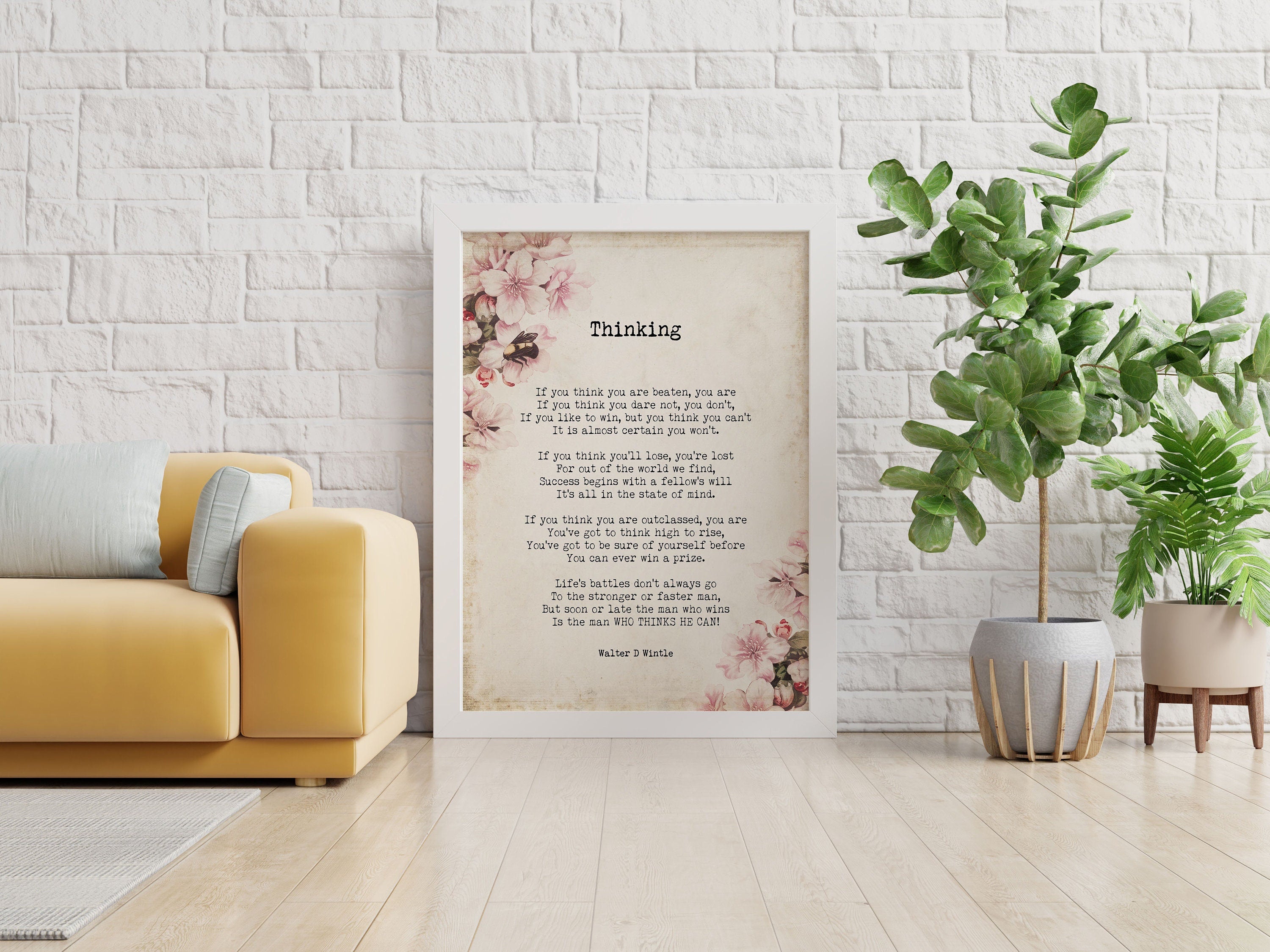 Thinking Poem by Walter D. Wintle Wall Art Print, Inspirational Mindset Quote Poster
