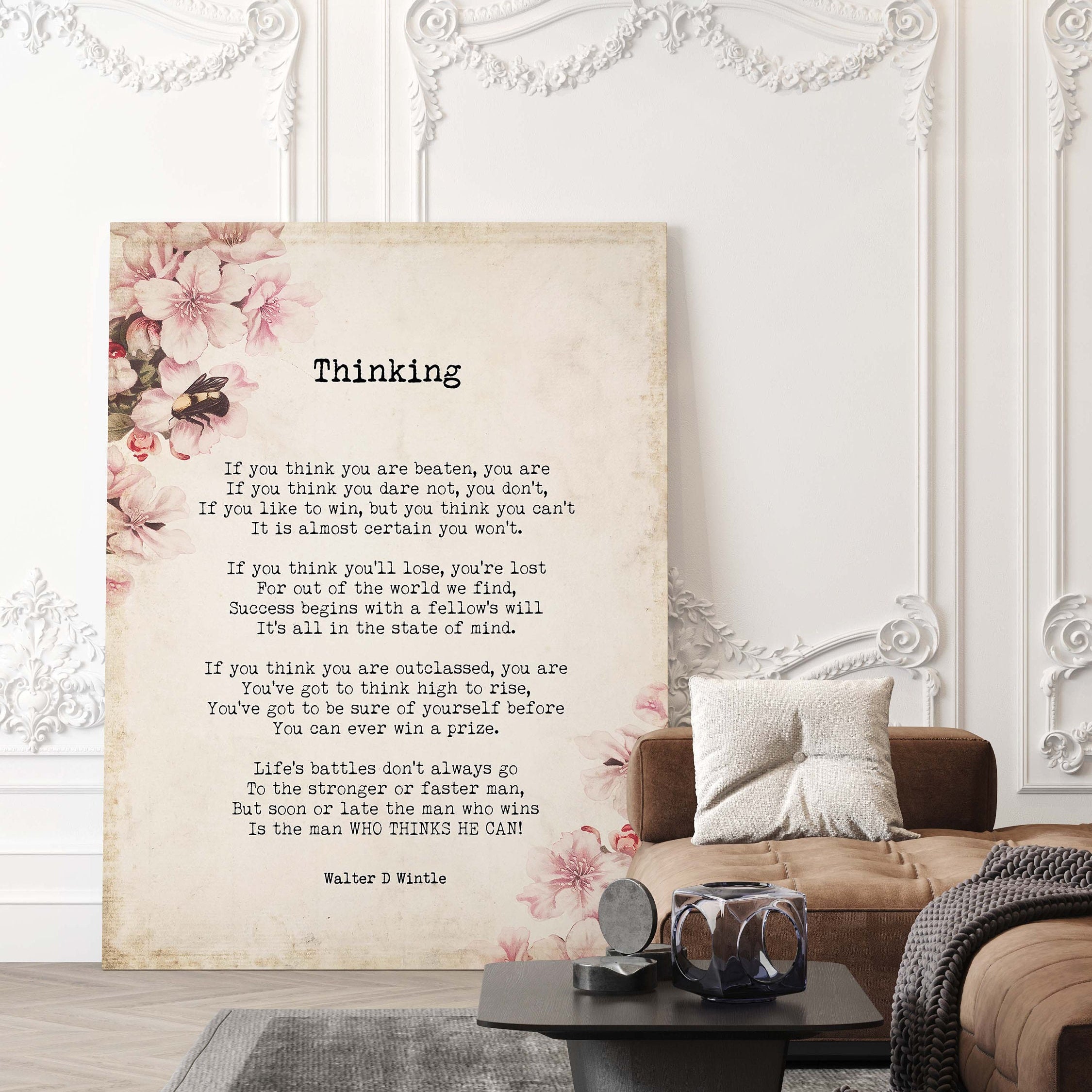 Thinking Poem by Walter D. Wintle Wall Art Print, Inspirational Mindset Quote Poster