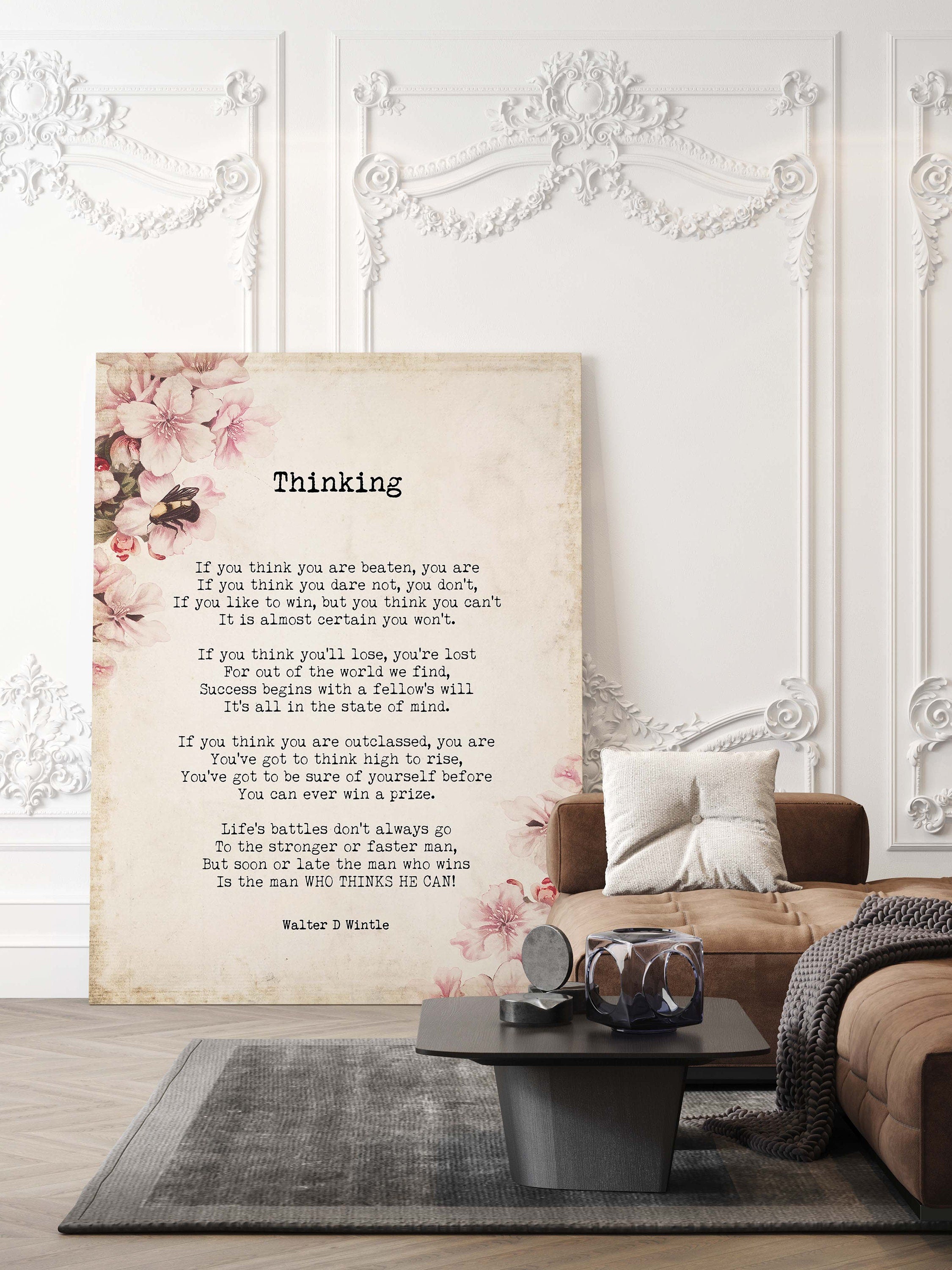 Thinking Poem by Walter D. Wintle Wall Art Print, Inspirational Mindset Quote Poster