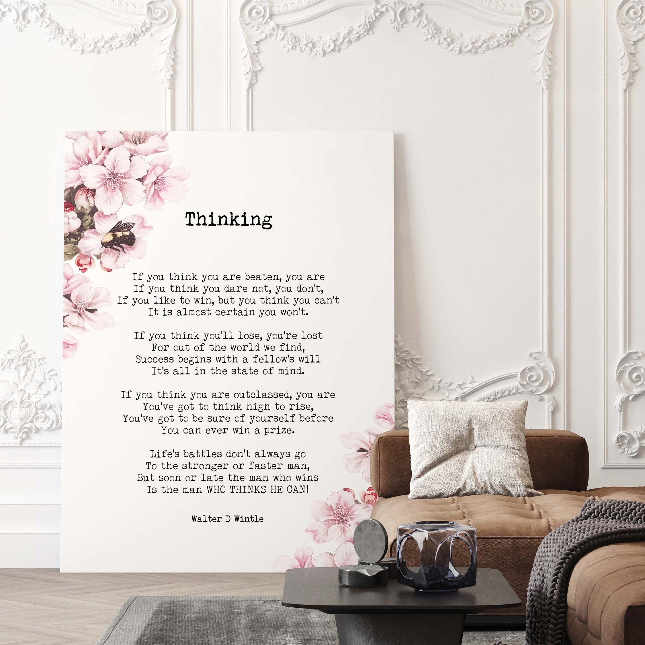 Thinking Poem by Walter D. Wintle Wall Art Print, Inspirational Mindset Quote Poster