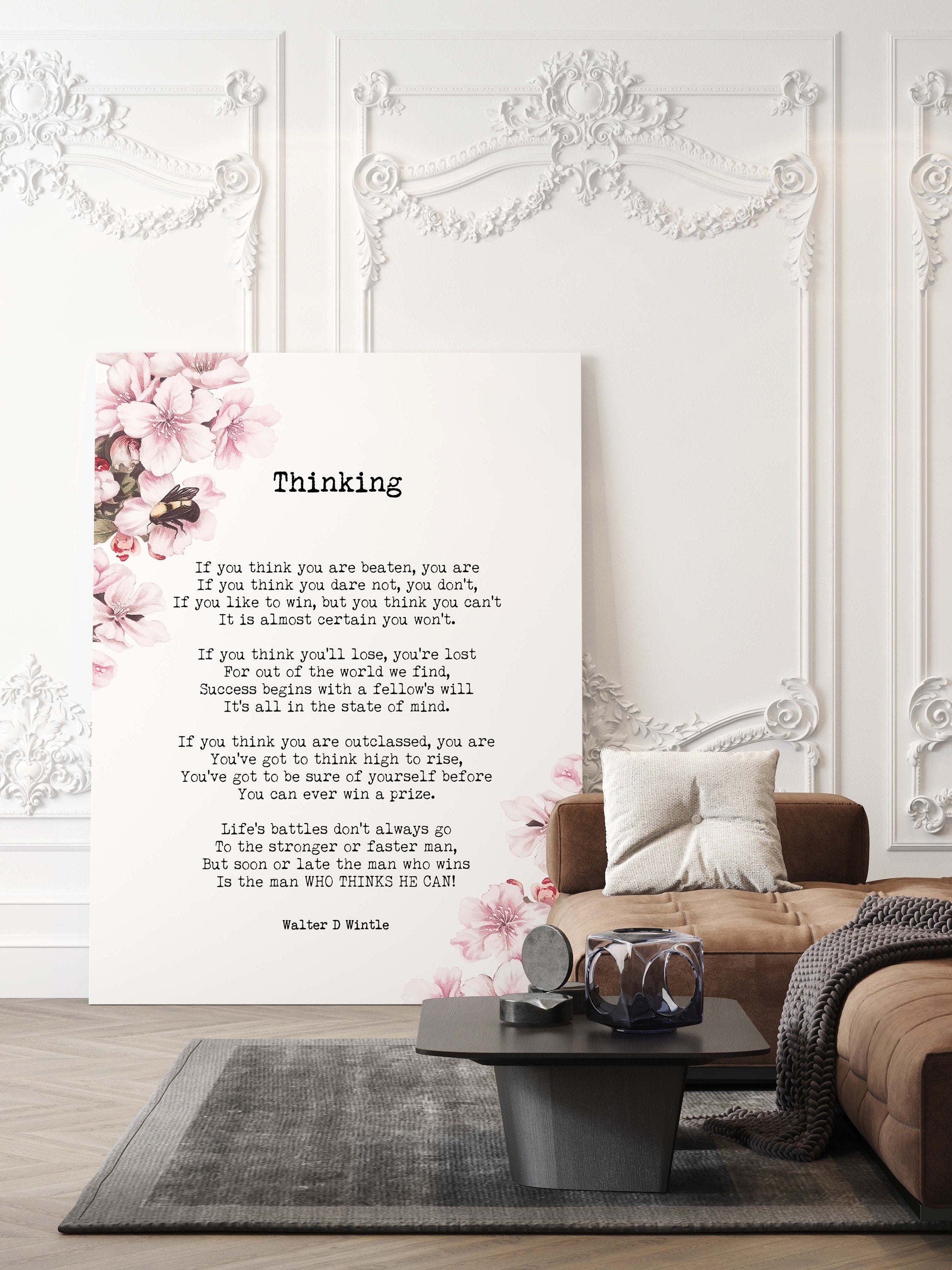 Thinking Poem by Walter D. Wintle Wall Art Print, Inspirational Mindset Quote Poster