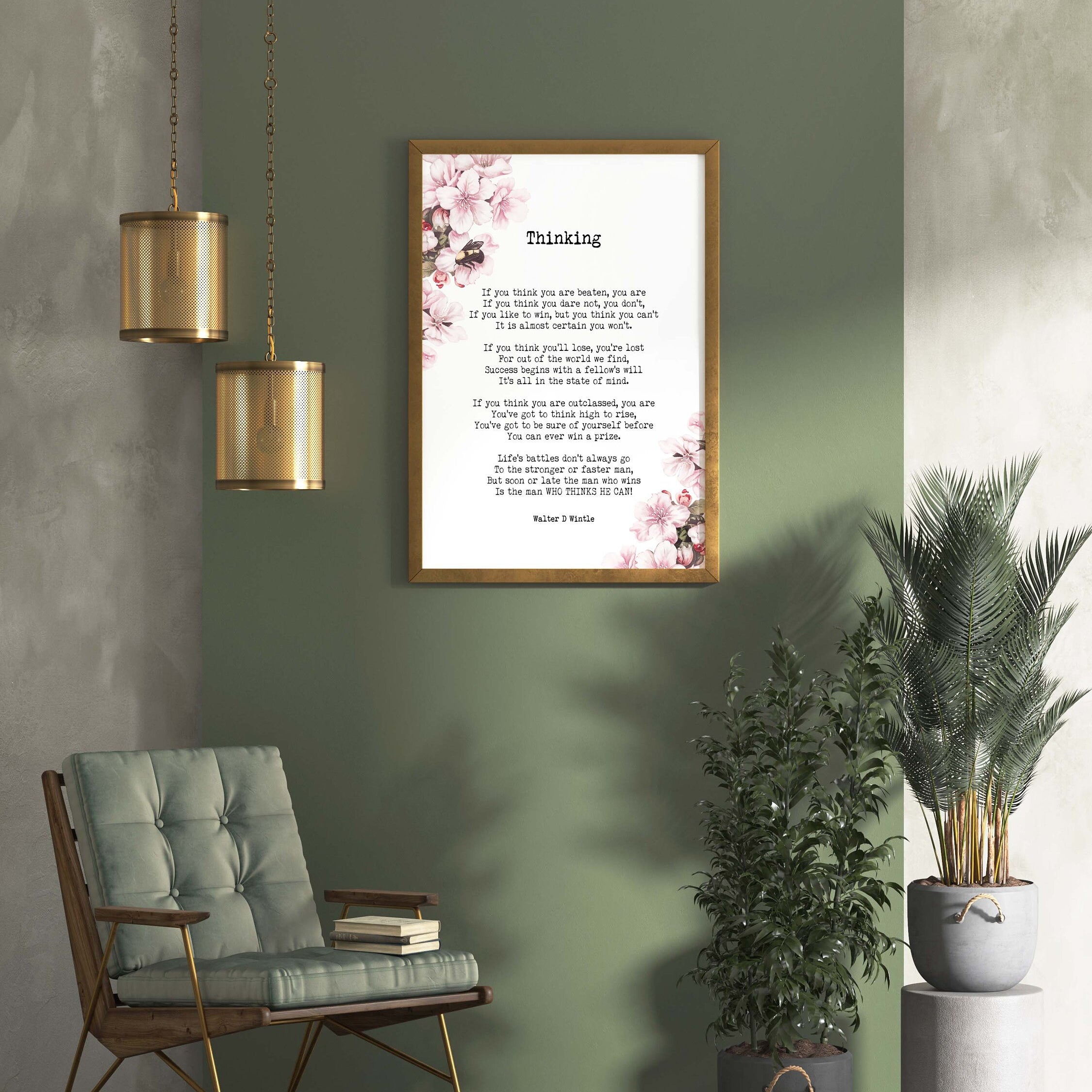 Thinking Poem by Walter D. Wintle Wall Art Print, Inspirational Mindset Quote Poster