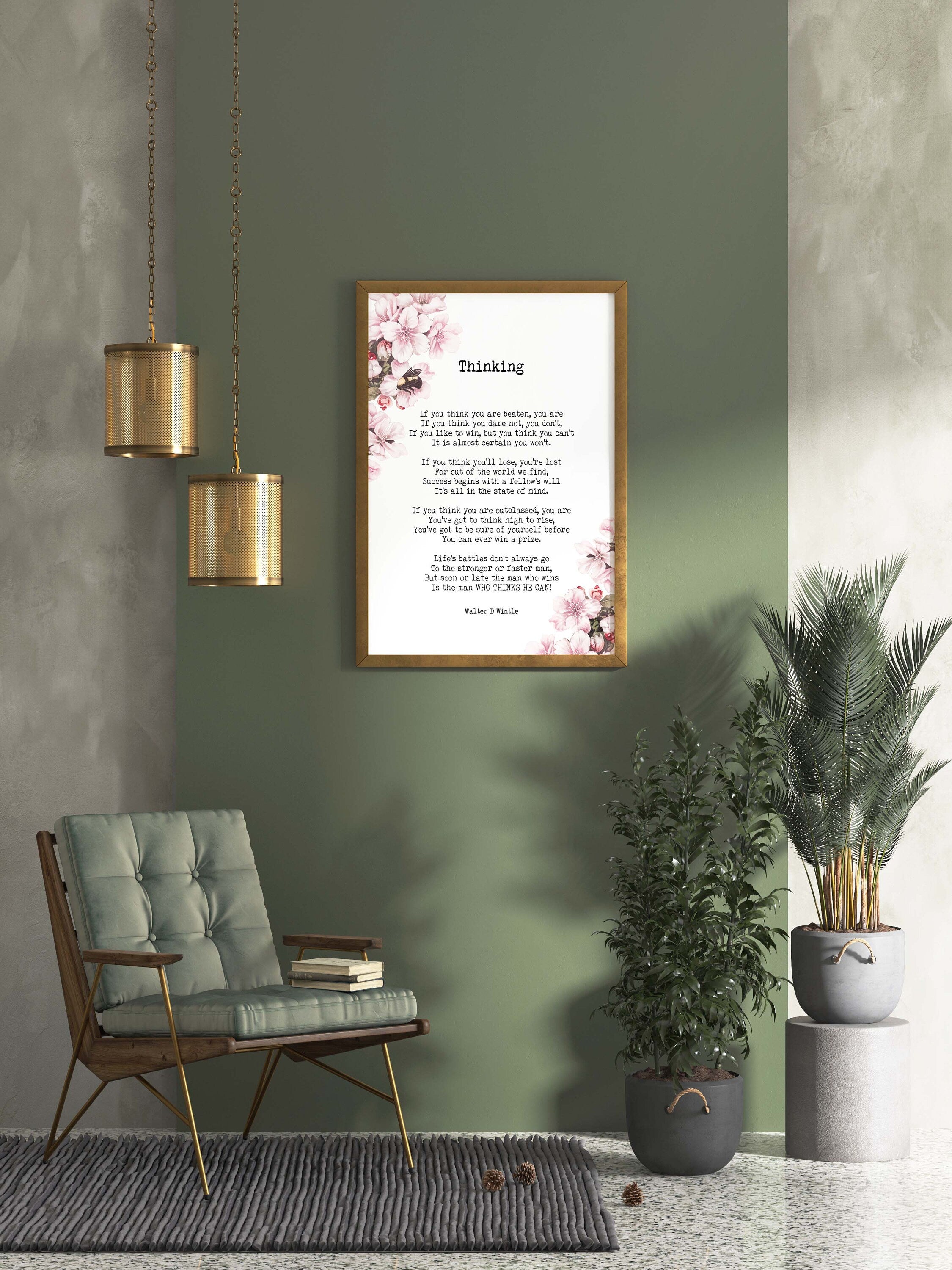 Thinking Poem by Walter D. Wintle Wall Art Print, Inspirational Mindset Quote Poster