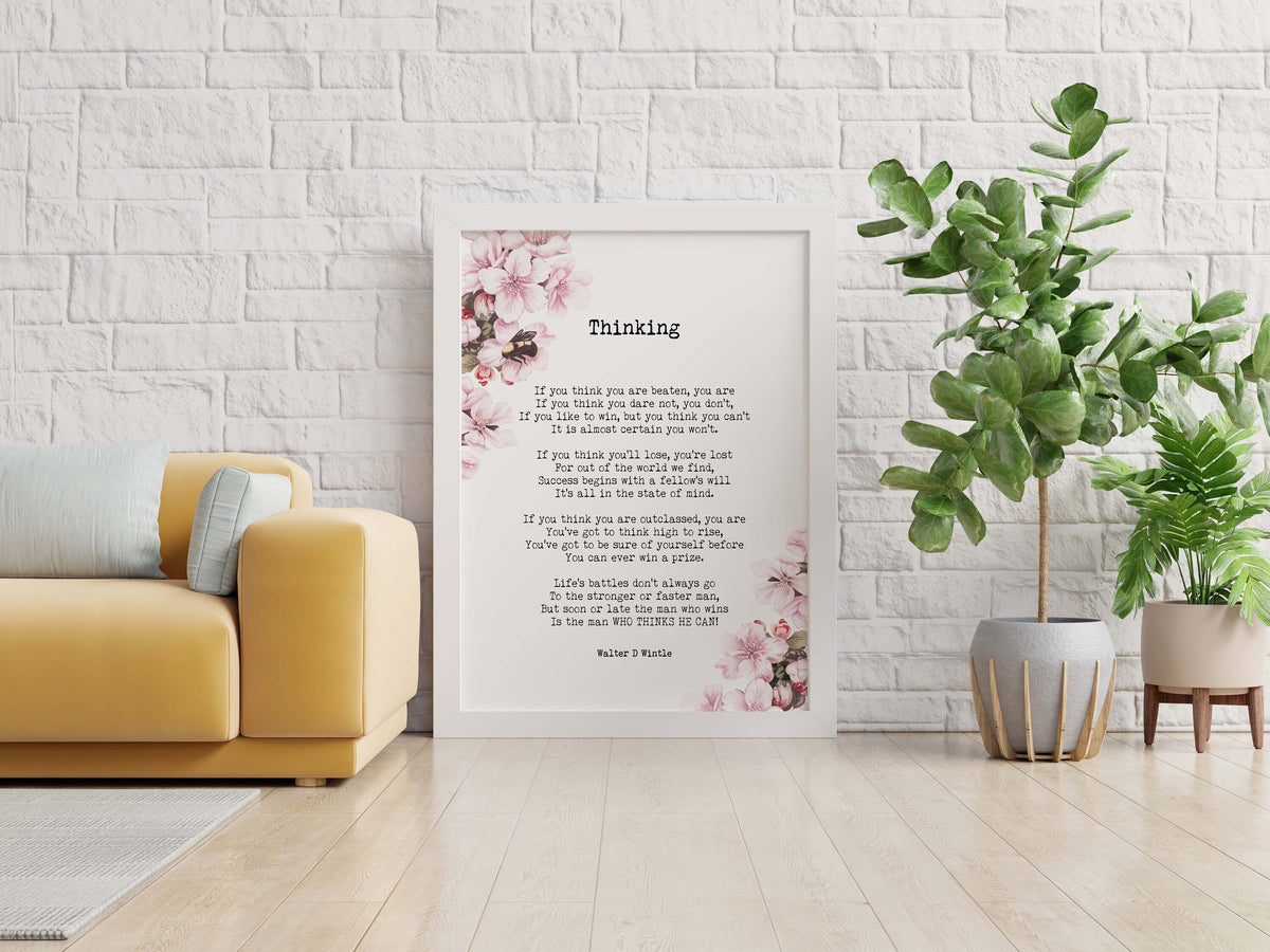 Thinking Poem by Walter D. Wintle Wall Art Print, Inspirational Mindset Quote Poster