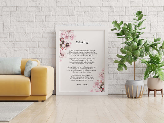 Thinking Poem by Walter D. Wintle Wall Art Print, Inspirational Mindset Quote Poster