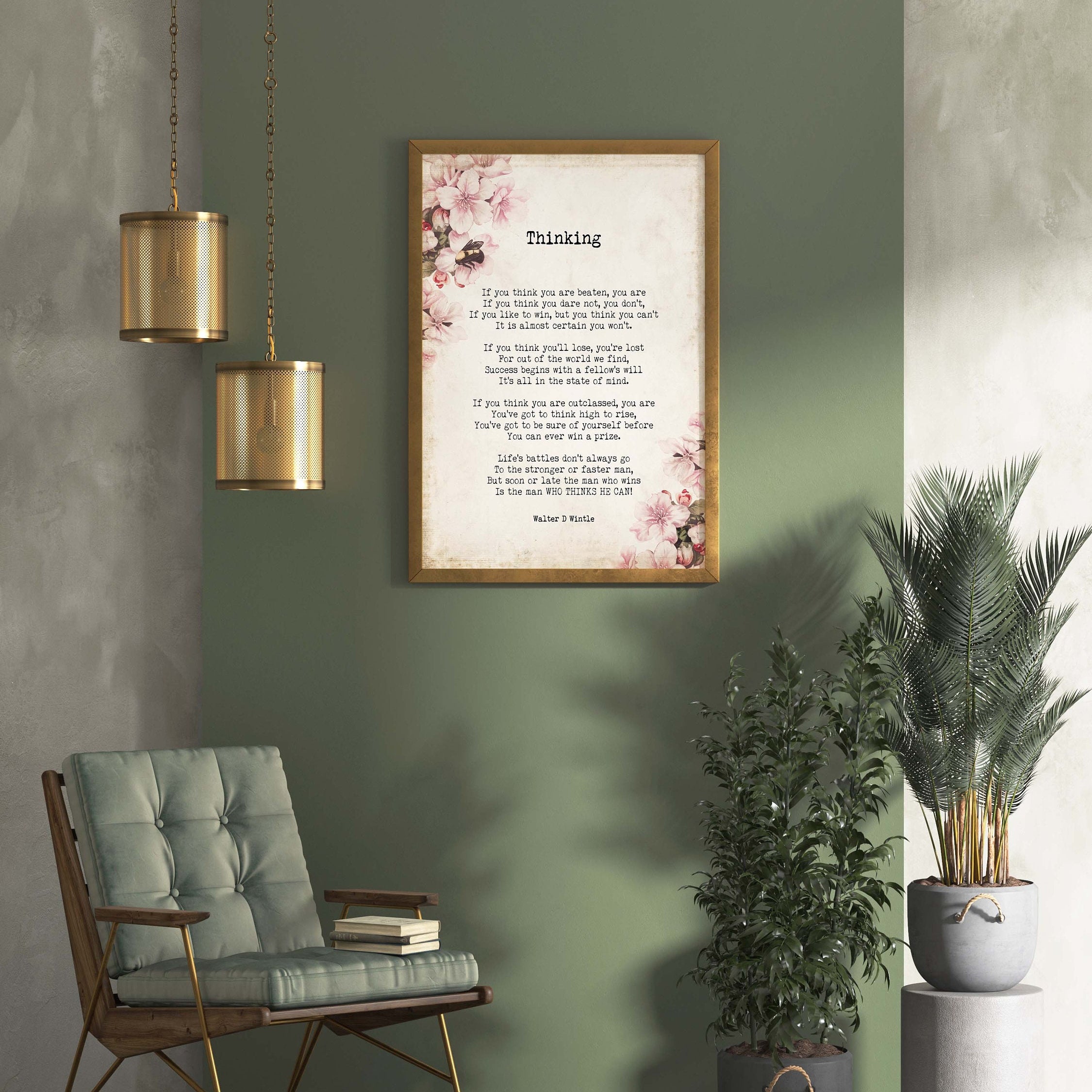 Thinking Poem by Walter D. Wintle Wall Art Print, Inspirational Mindset Quote Poster