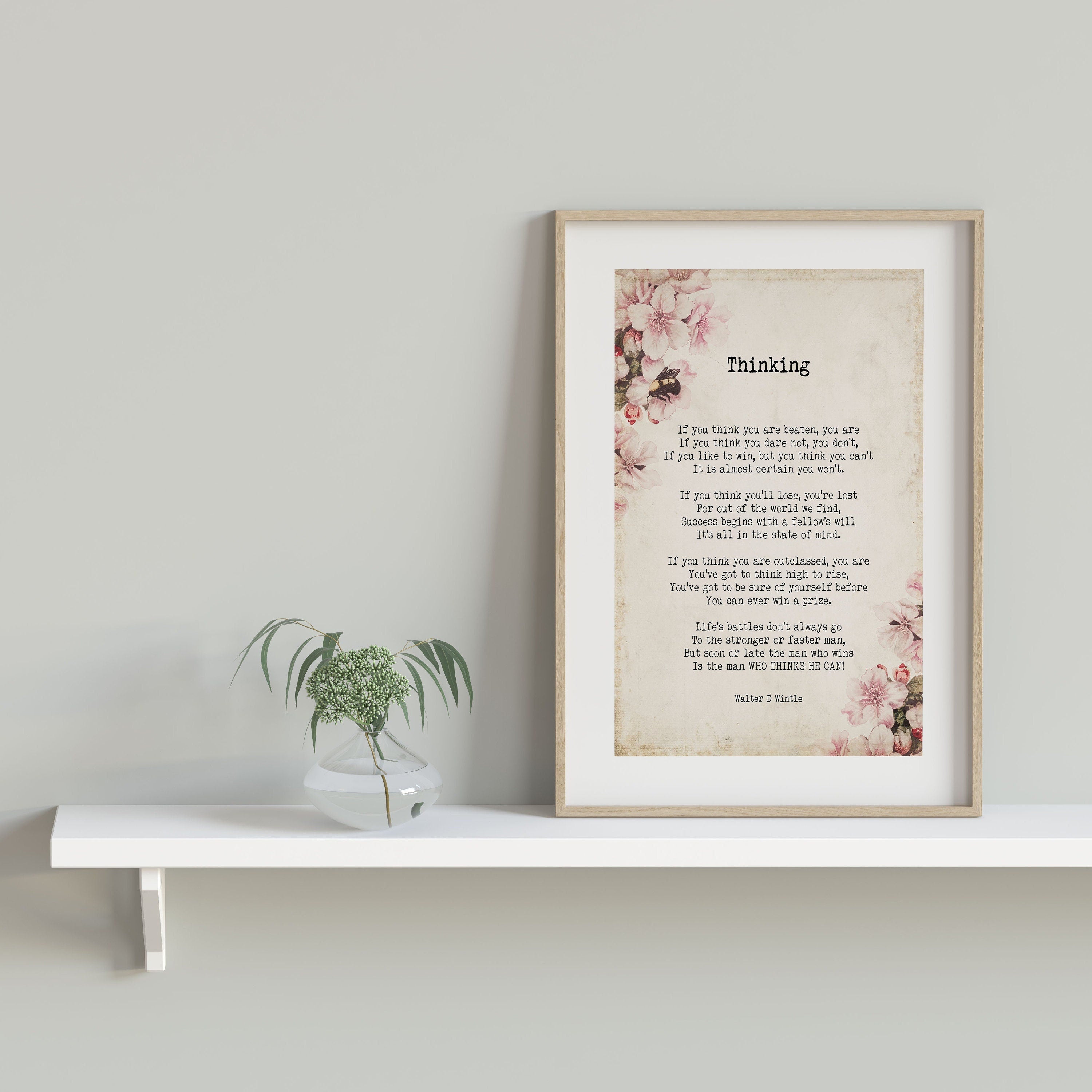 Thinking Poem by Walter D. Wintle Wall Art Print, Inspirational Mindset Quote Poster
