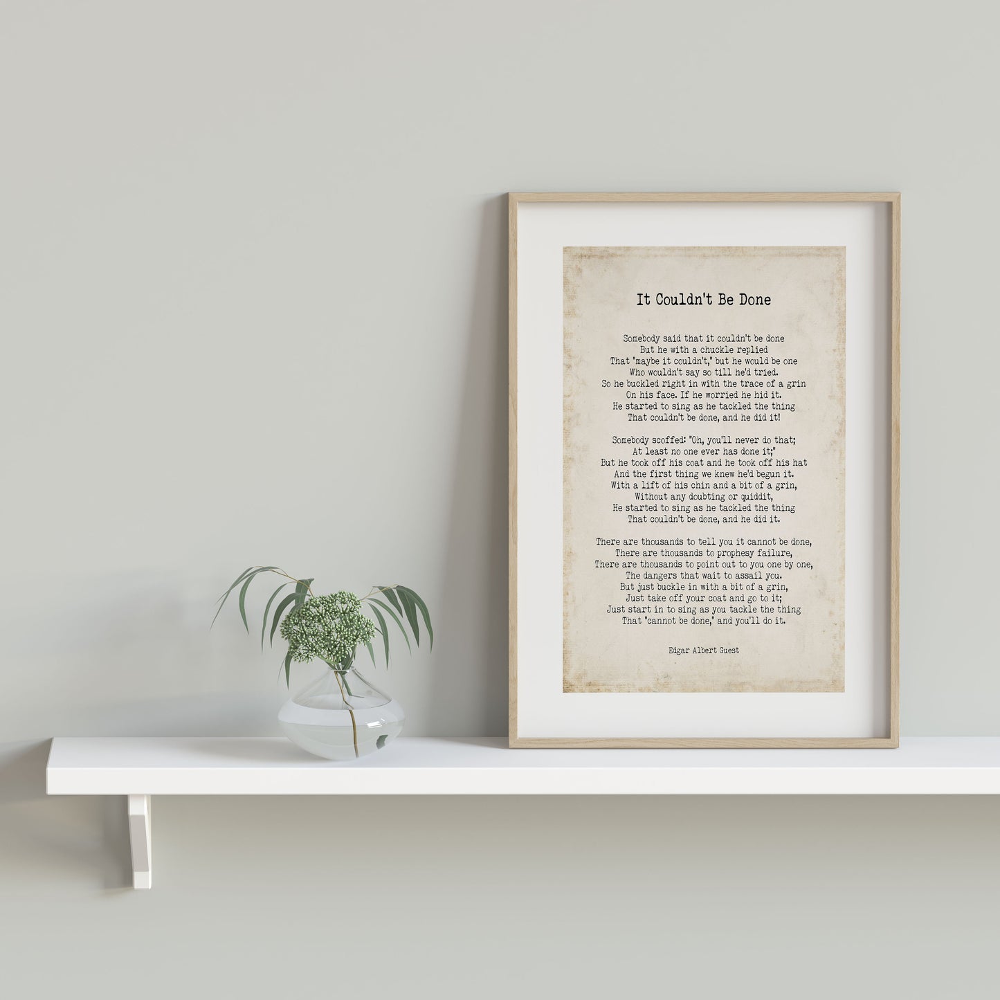 Edgar Albert Guest It Couldn't Be Done Poem, Black & White Poetry Wall Art Prints