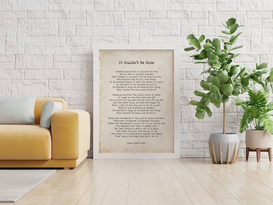 It Couldn’t Be Done Poem Print Edgar Albert Guest Wall Art