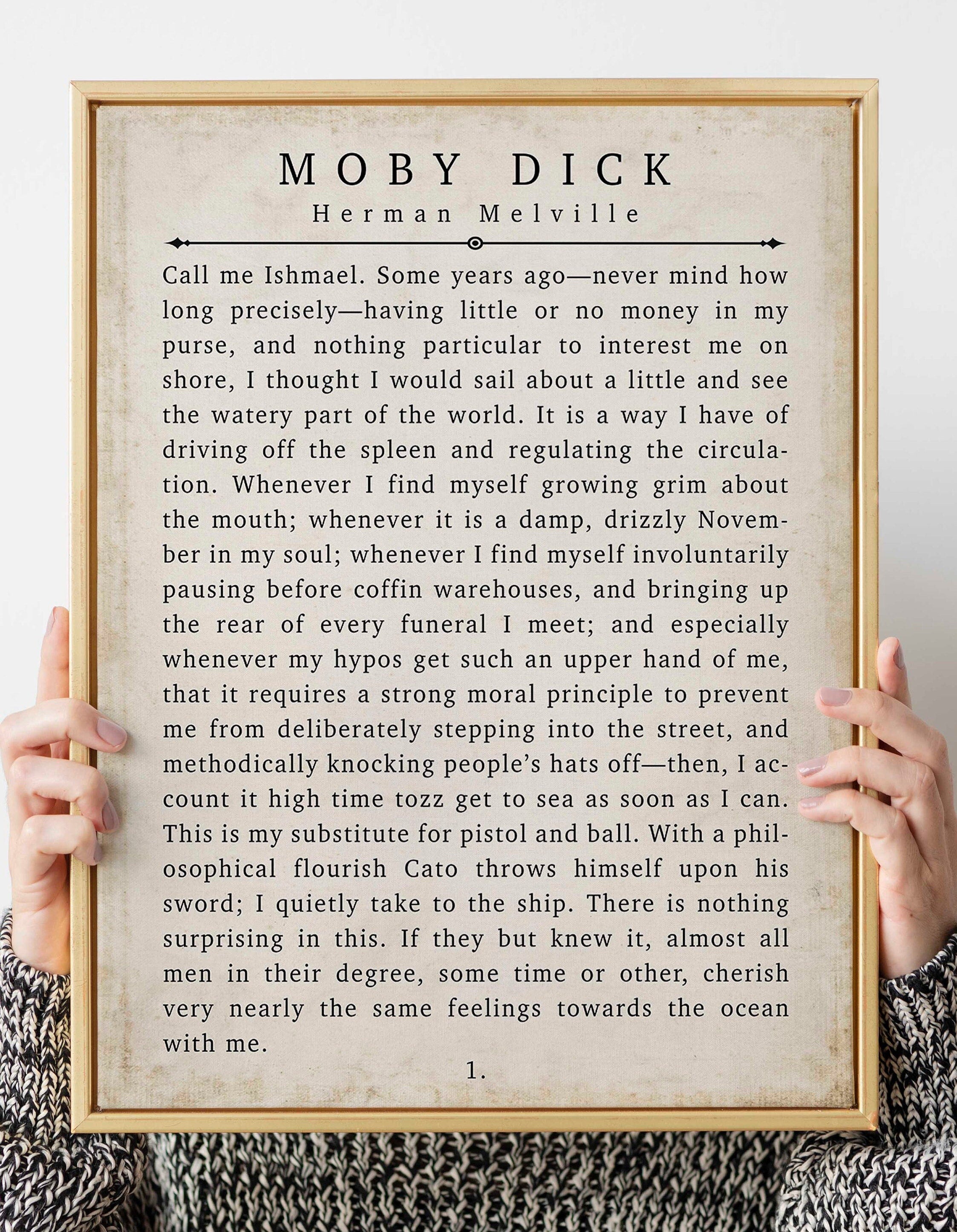 Moby Dick Herman Melville Book Quote Print Vintage Page 1. Unframed and Framed Wall Art