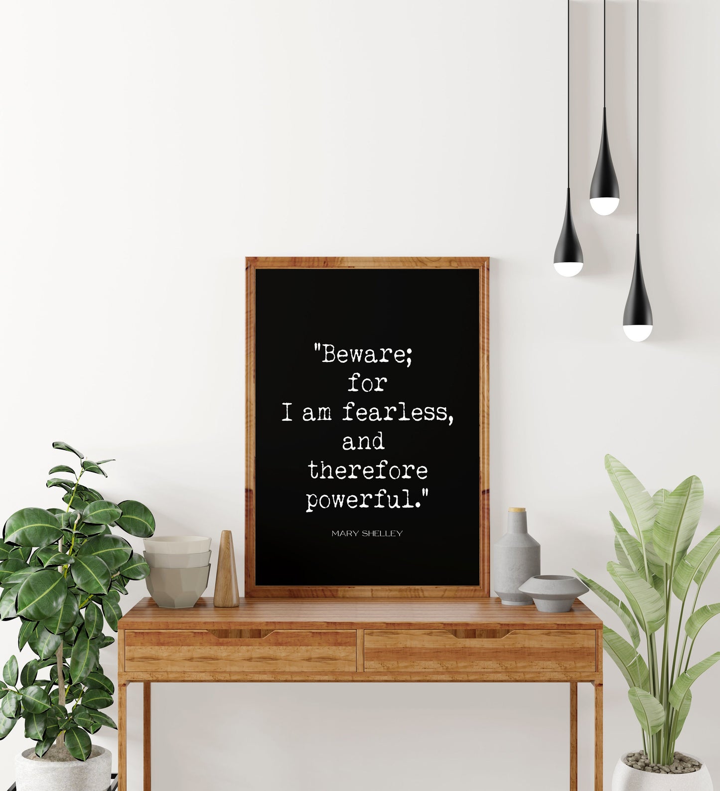 I Am Fearless I Am Powerful Art Print, Mary Shelley Female Bedroom Art Frankenstein Quote