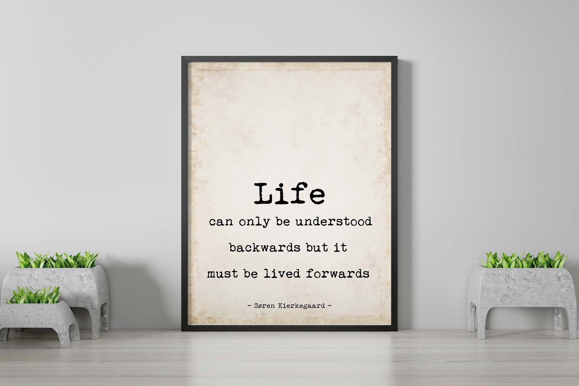 Soren Kierkegaard Quote Art Print – Black, White or Vintage Background Wall Decor
