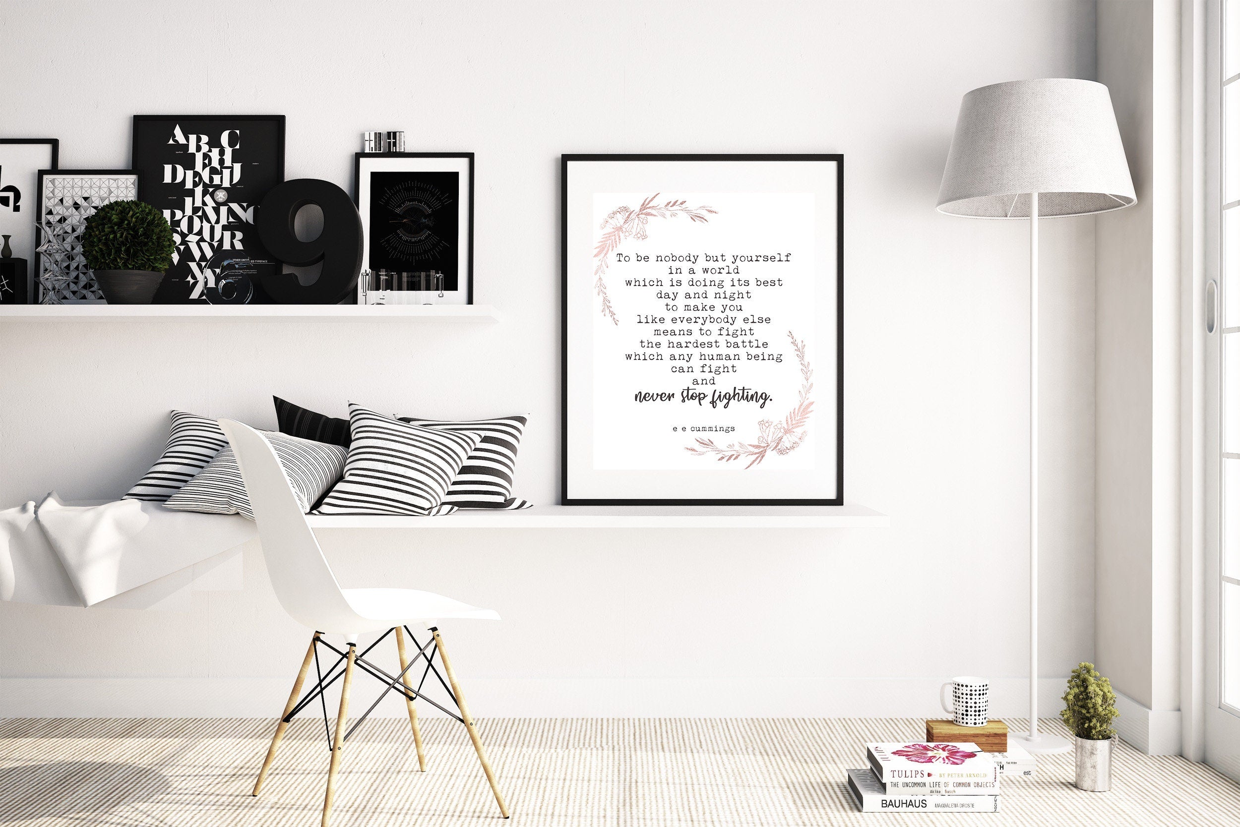 ee cummings Quote Print To Be Nobody But Yourself Inspirational Quote Wall Art Prints Framed or Unframed